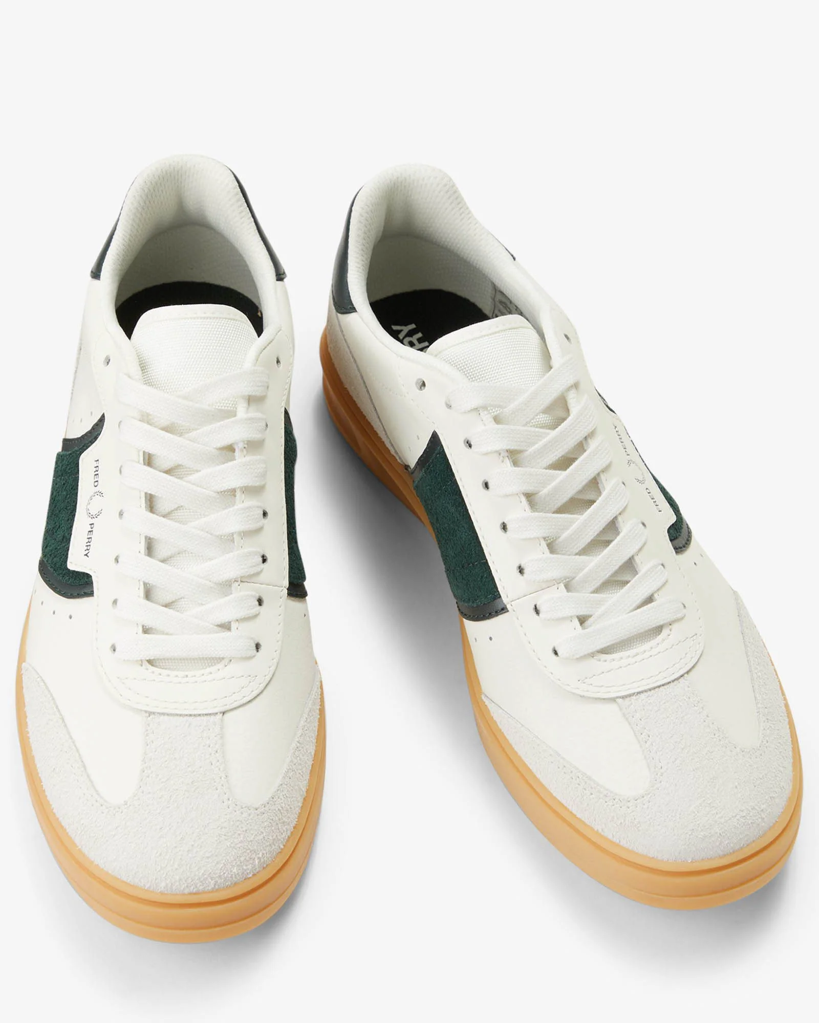 Fred Perry Mens B4 Mens Textured Leather/Suede Trainers - Light Ecru 760 - Image 5