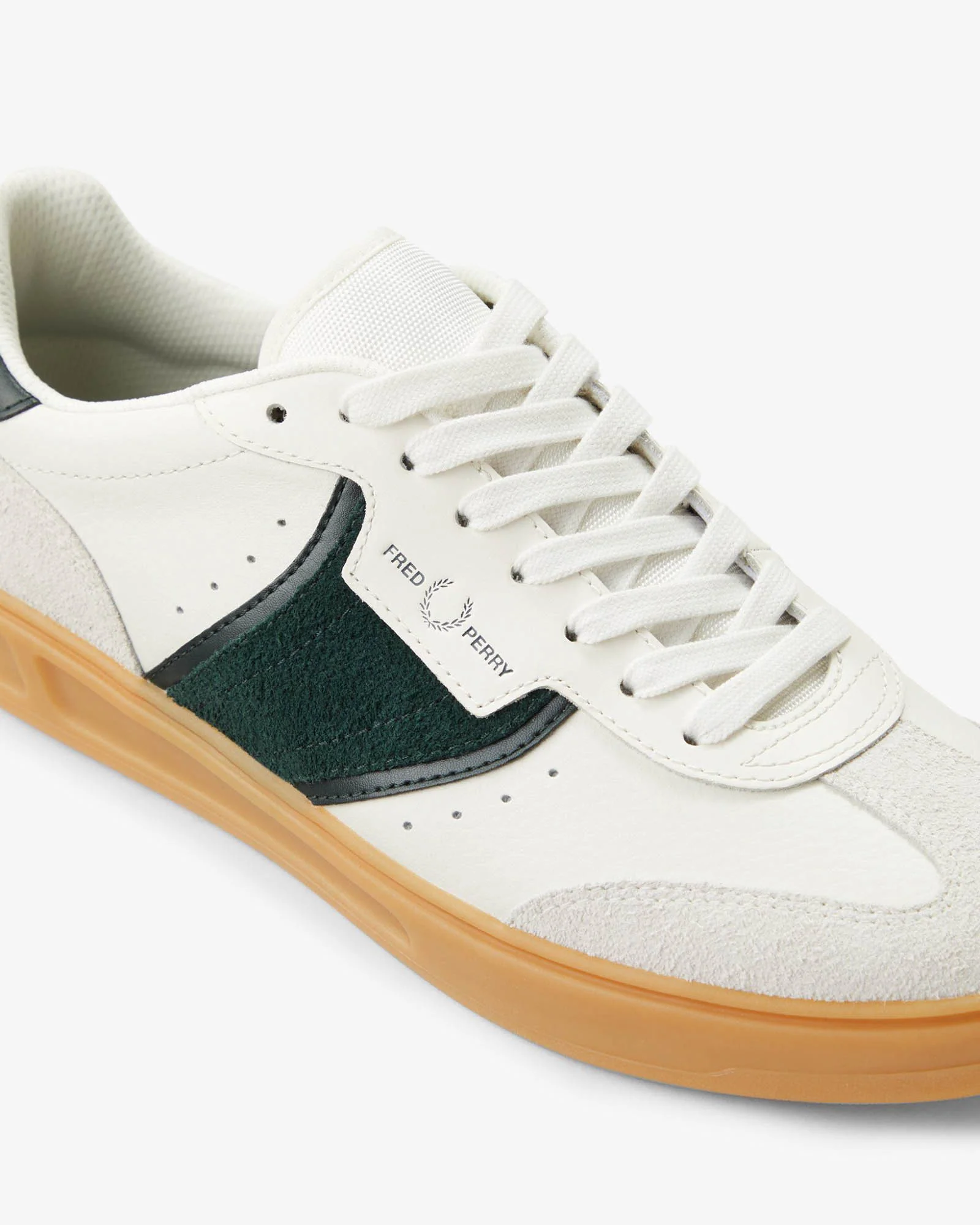Fred Perry Mens B4 Mens Textured Leather/Suede Trainers - Light Ecru 760 - Image 6
