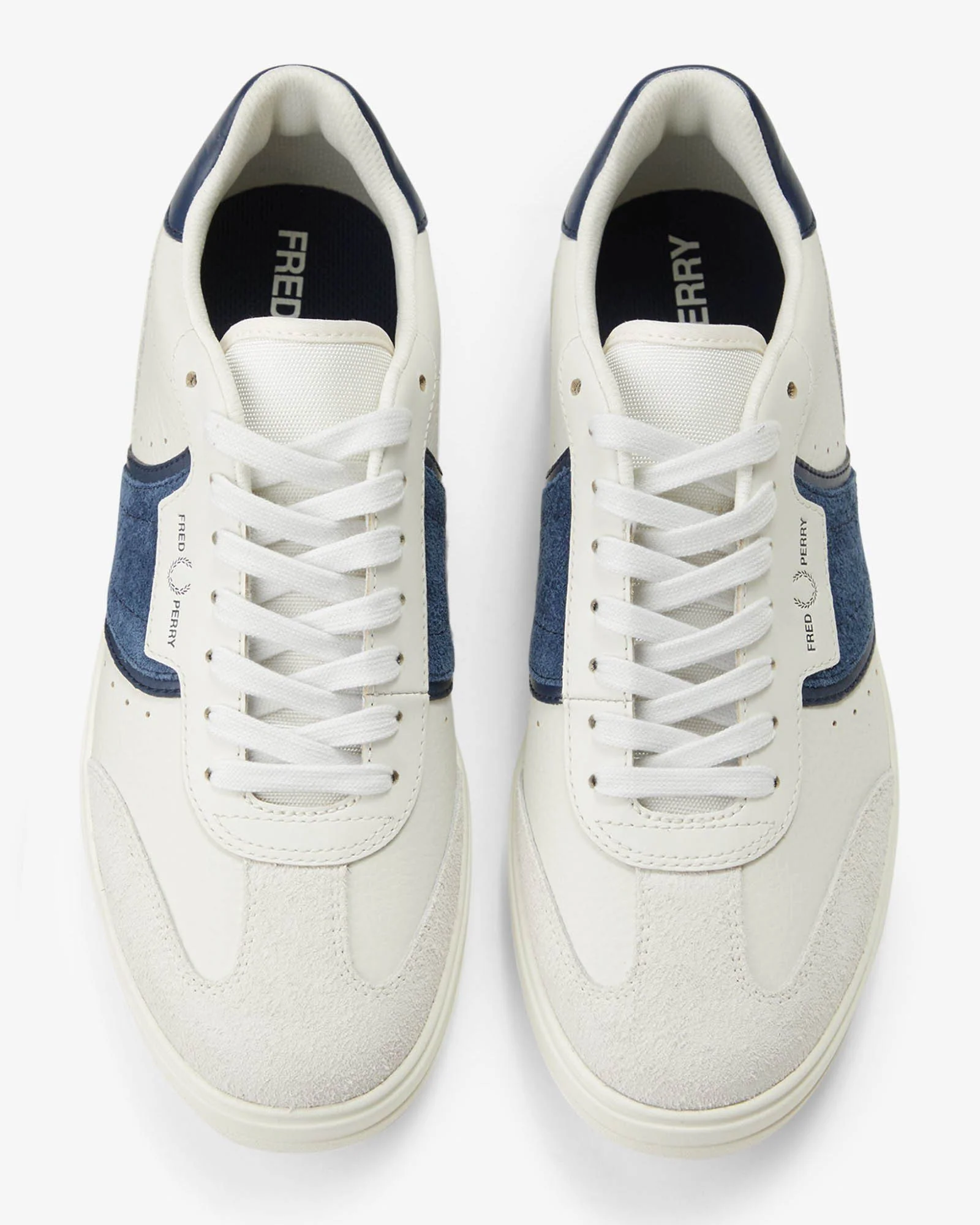Fred Perry Mens B4 Mens Textured Leather/Suede Trainers - Porcelain 254 - Image 2