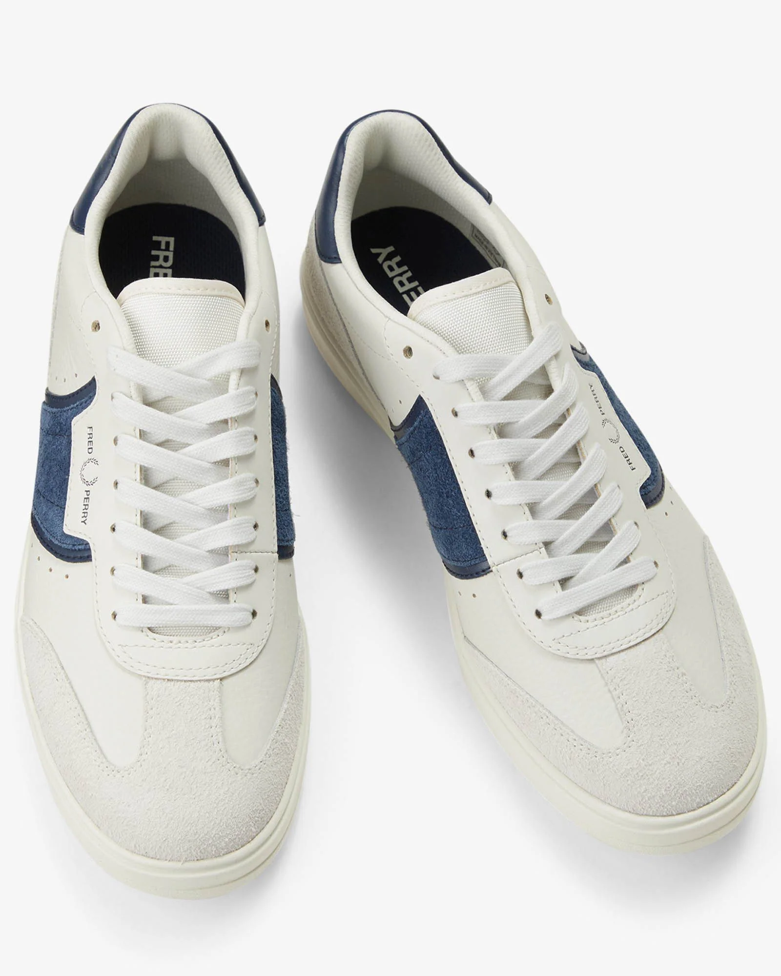 Fred Perry Mens B4 Mens Textured Leather/Suede Trainers - Porcelain 254 - Image 5