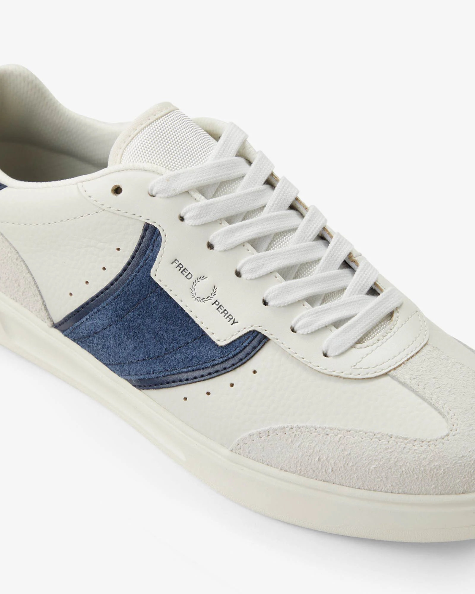 Fred Perry Mens B4 Mens Textured Leather/Suede Trainers - Porcelain 254 - Image 6