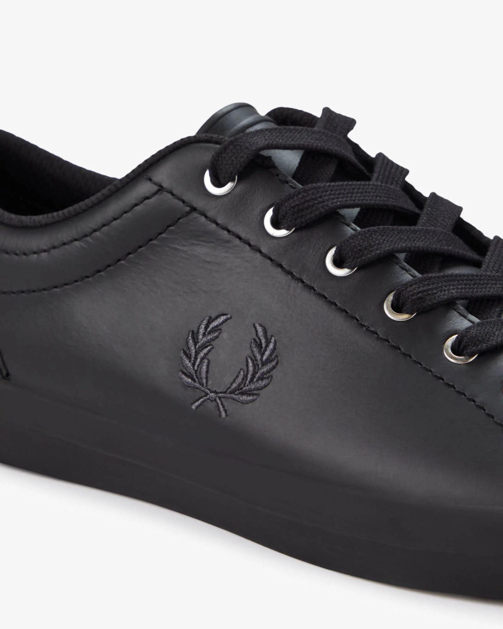Fred Perry Mens Baseline Leather Trainers - Black 102 - Image 2