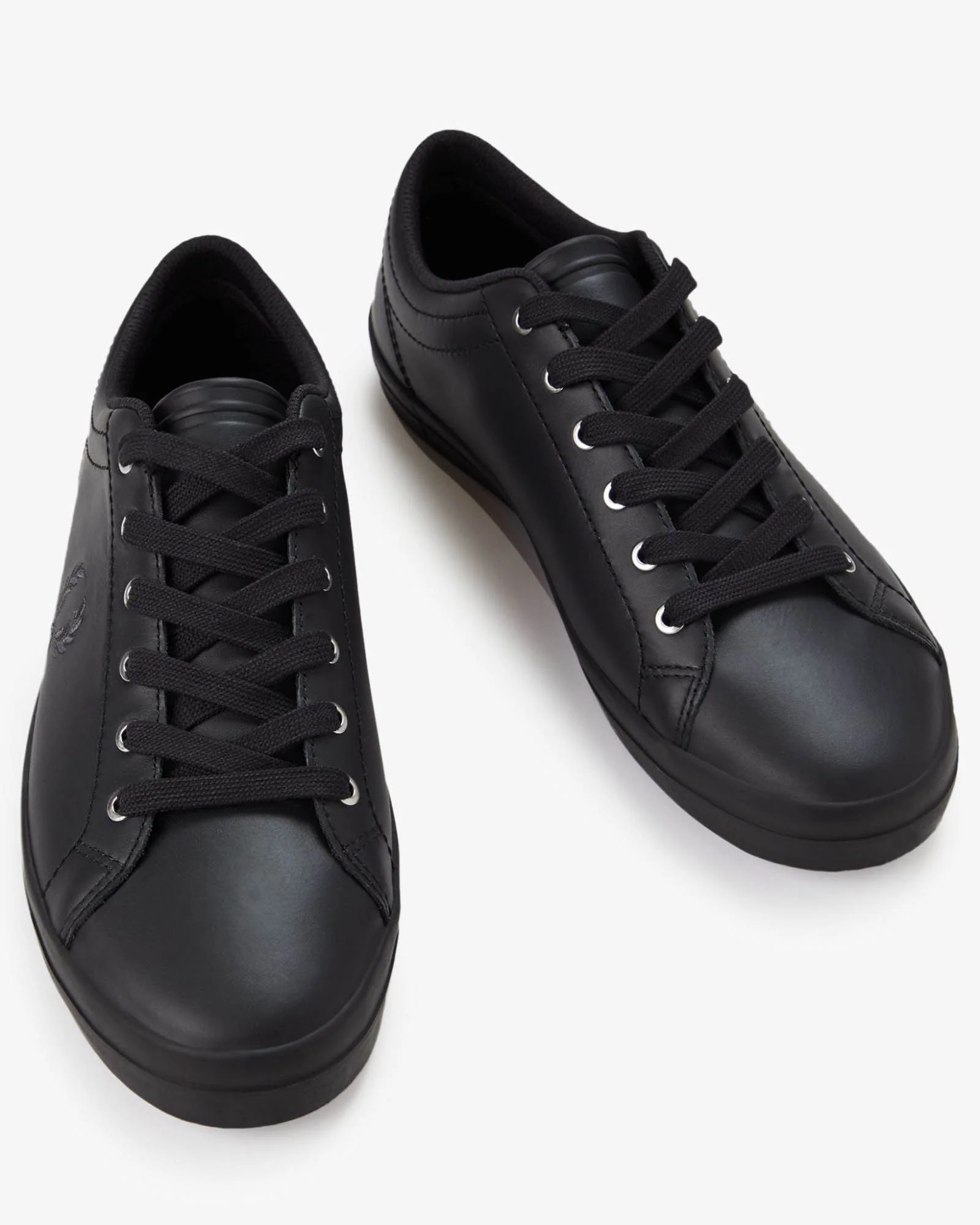 Fred Perry Mens Baseline Leather Trainers - Black 102 - Image 3