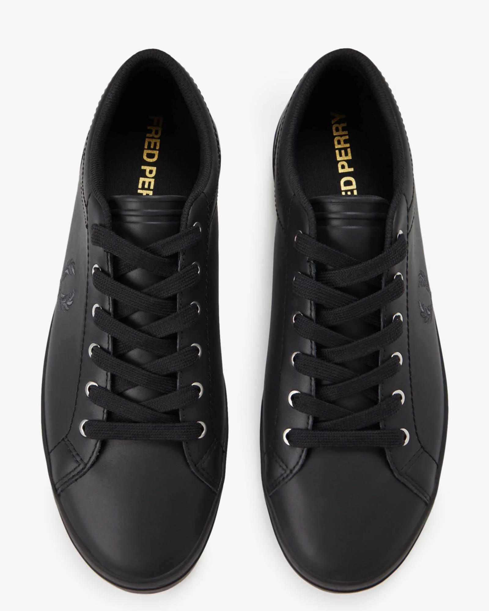 Fred Perry Mens Baseline Leather Trainers - Black 102 - Image 6