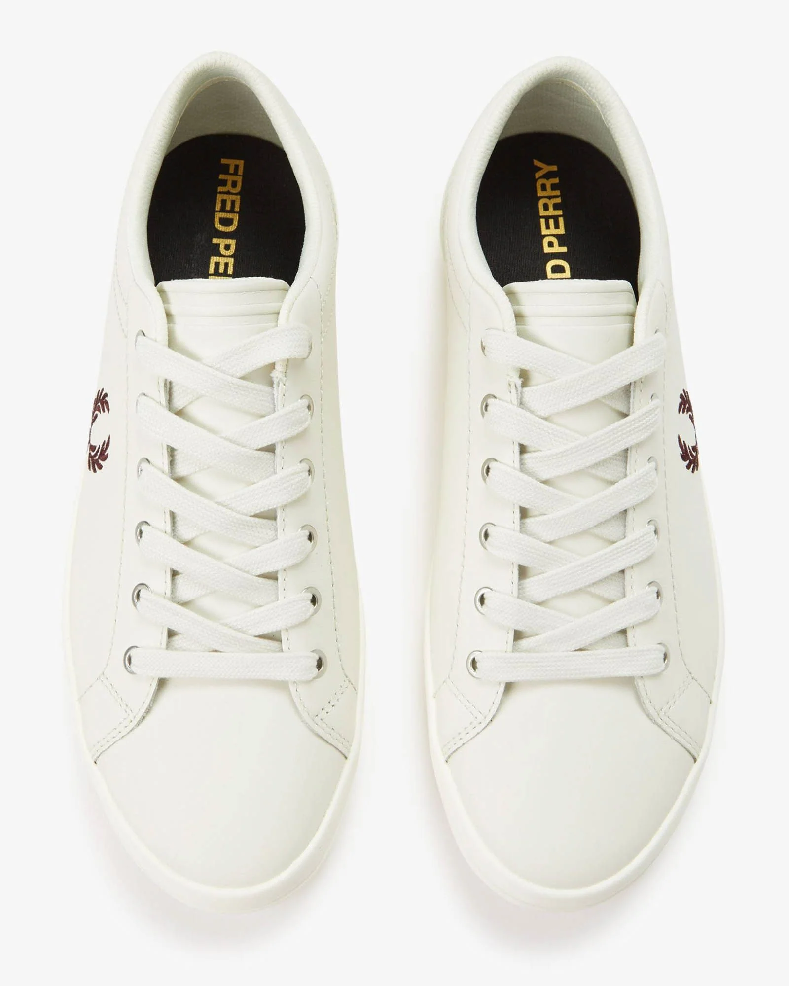 Fred Perry Mens Baseline Leather Trainers - Light Ecru 760 - Image 2