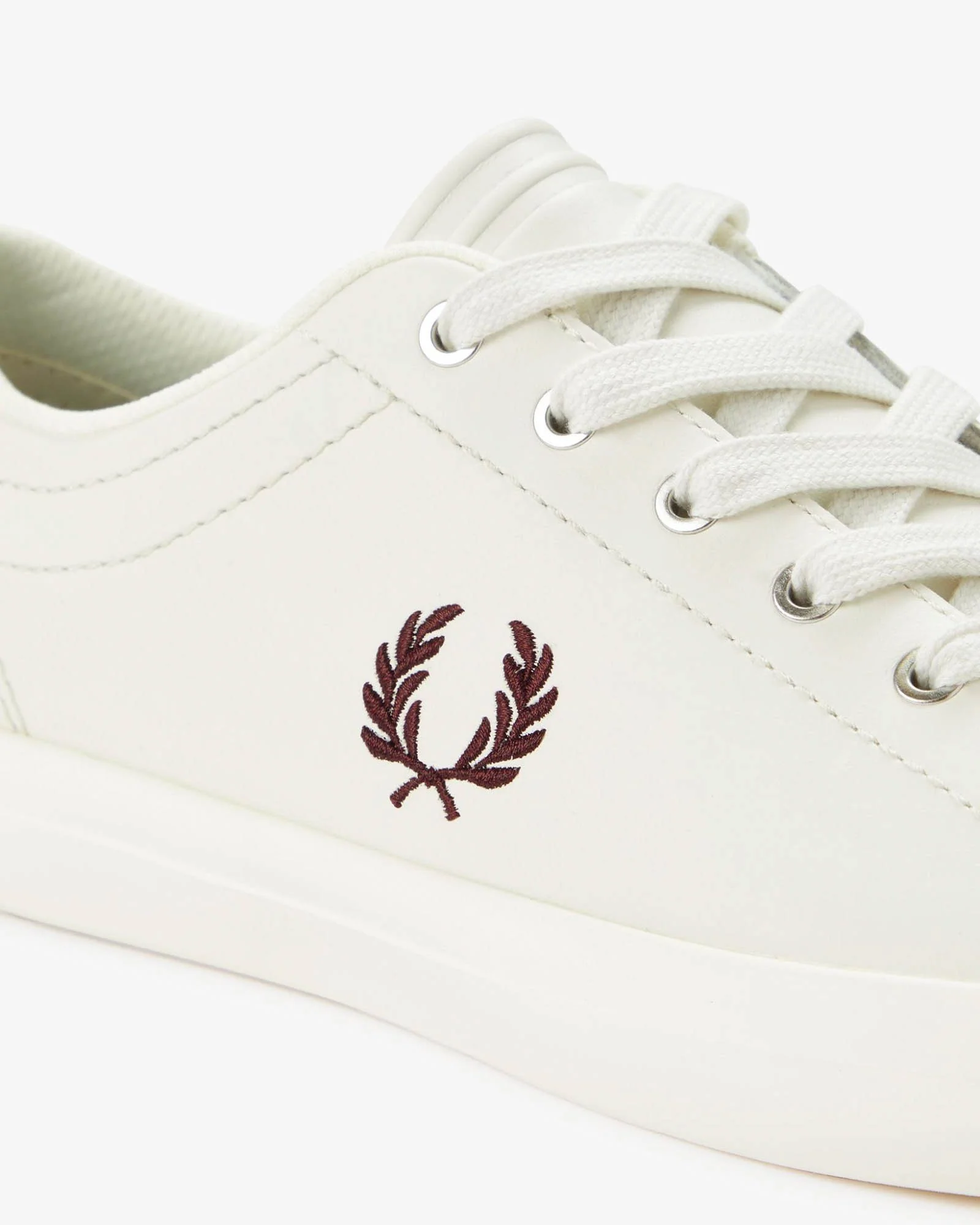 Fred Perry Mens Baseline Leather Trainers - Light Ecru 760 - Image 5