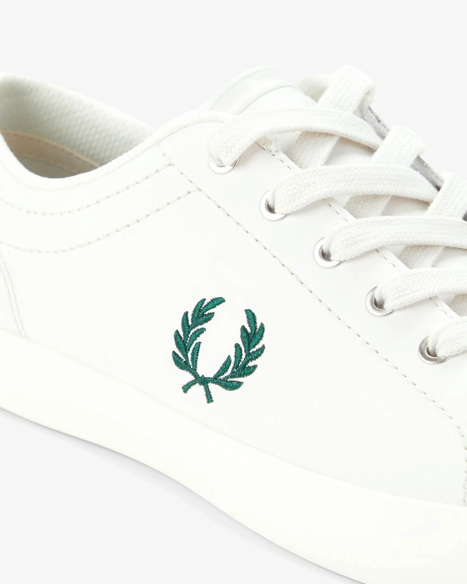 Fred Perry Mens Baseline Leather Trainers - Snow White 303 - Image 2