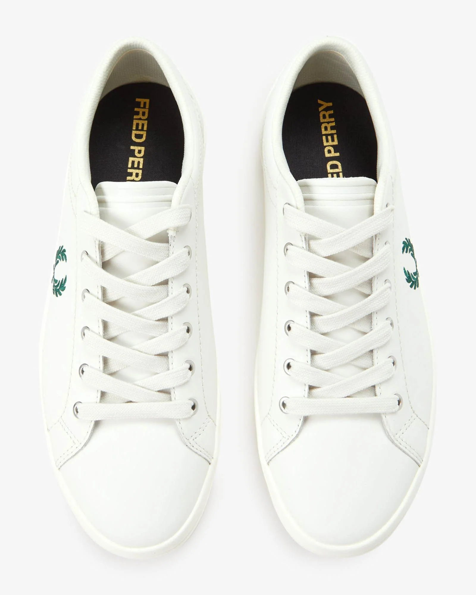 Fred Perry Mens Baseline Leather Trainers - Snow White 303 - Image 6