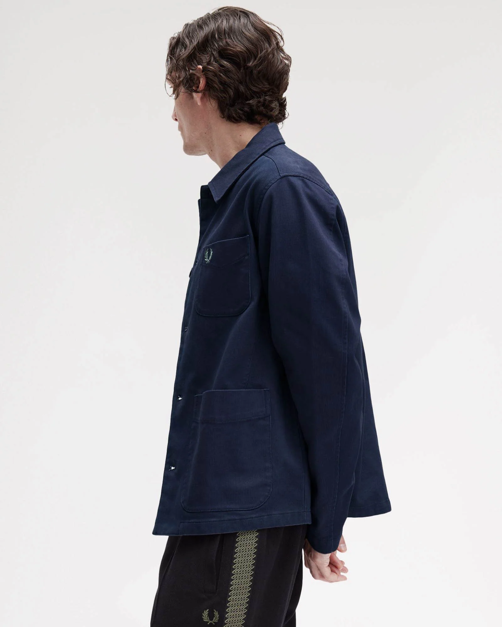 Fred Perry Mens Bedford Cord Overshirt - Dark Airforce 738 - Image 3