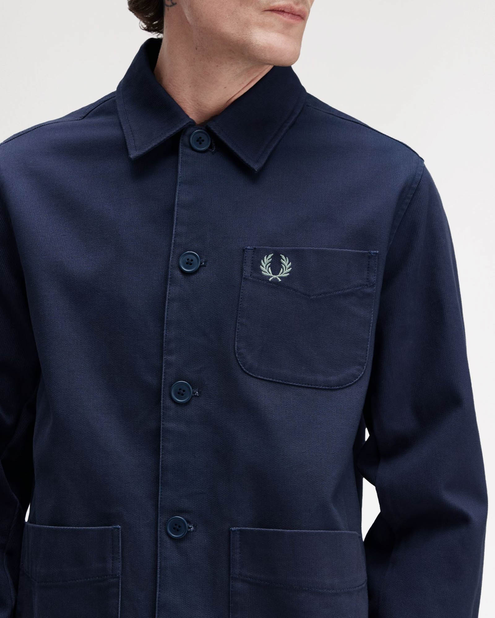Fred Perry Mens Bedford Cord Overshirt - Dark Airforce 738 - Image 4