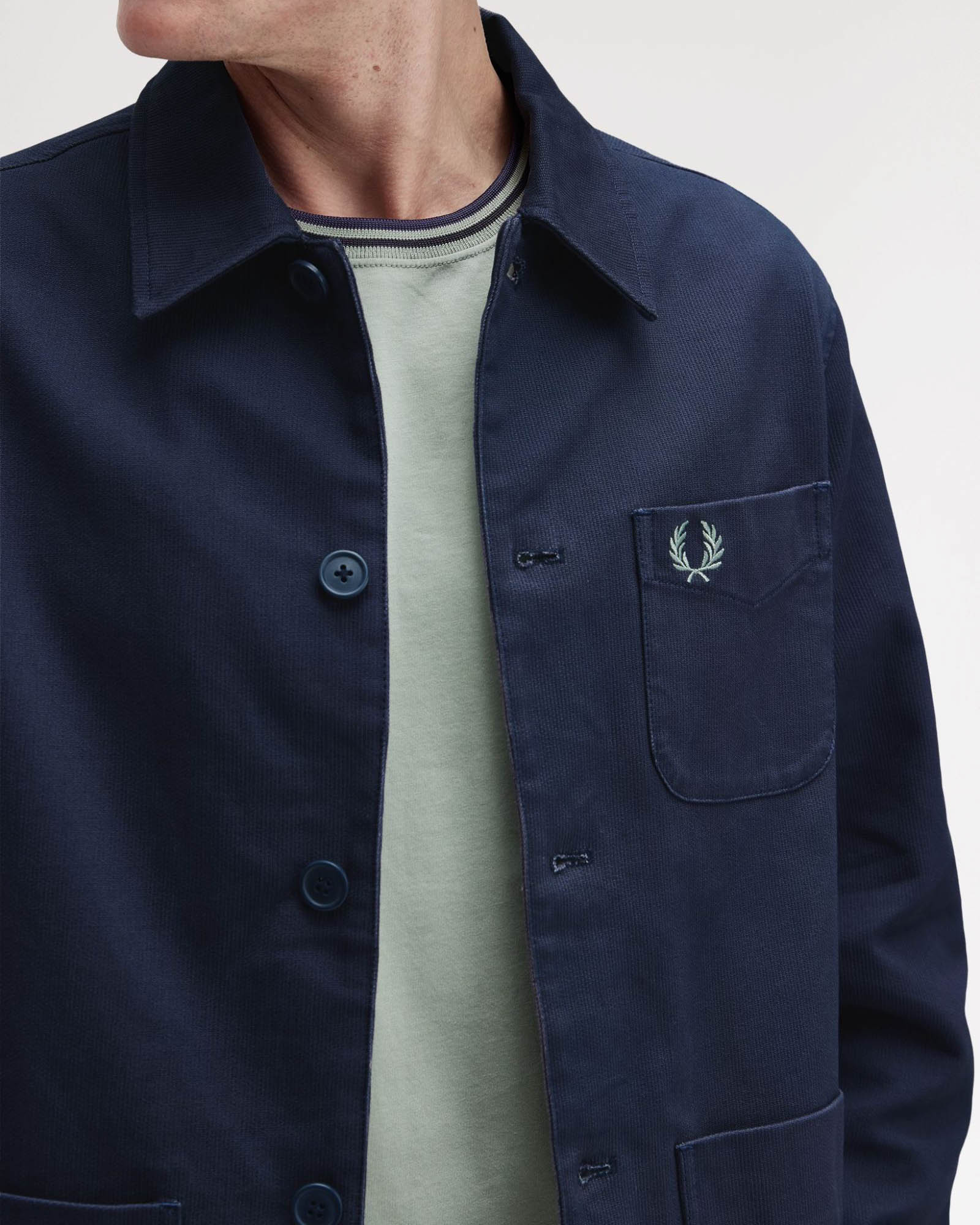 Fred Perry Mens Bedford Cord Overshirt - Dark Airforce 738 - Image 5