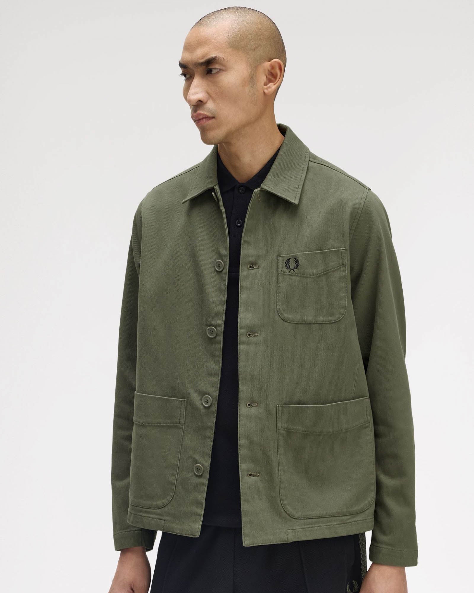 Fred Perry Mens Bedford Cord Overshirt - Laurel Wreath Green X21 - Image 4