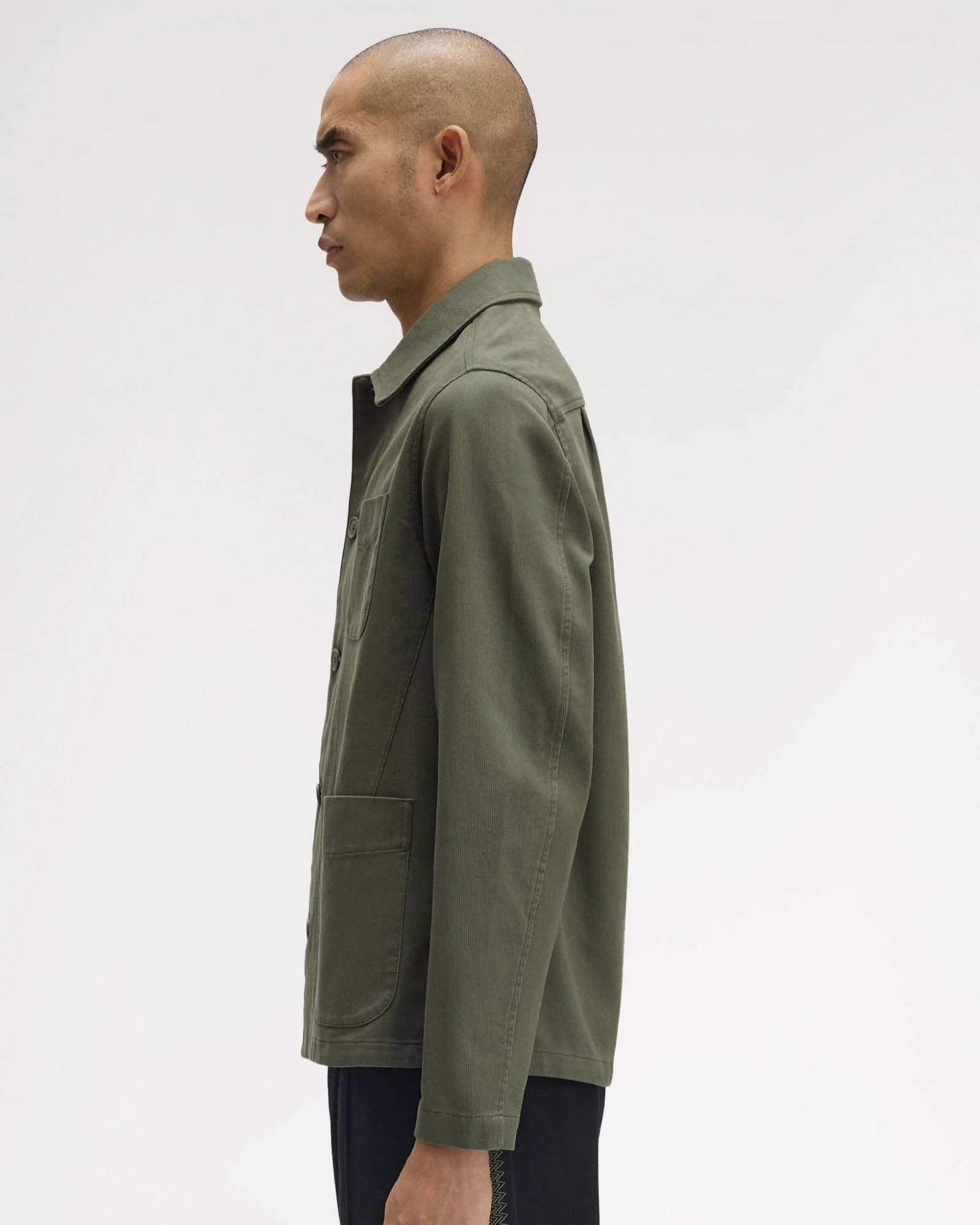 Fred Perry Mens Bedford Cord Overshirt - Laurel Wreath Green X21 - Image 6
