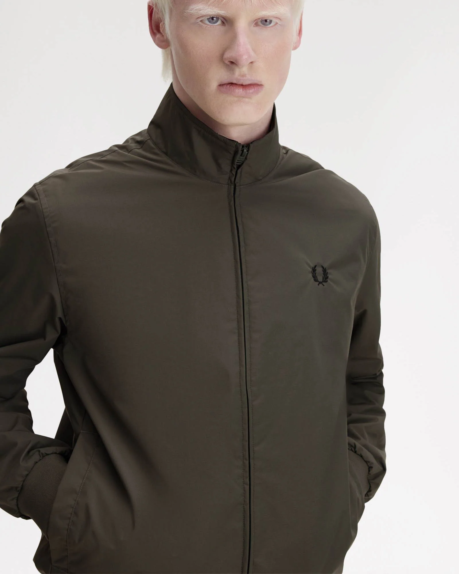 Fred Perry Mens Brentham Jacket - Field Green/Black U70 - Image 5