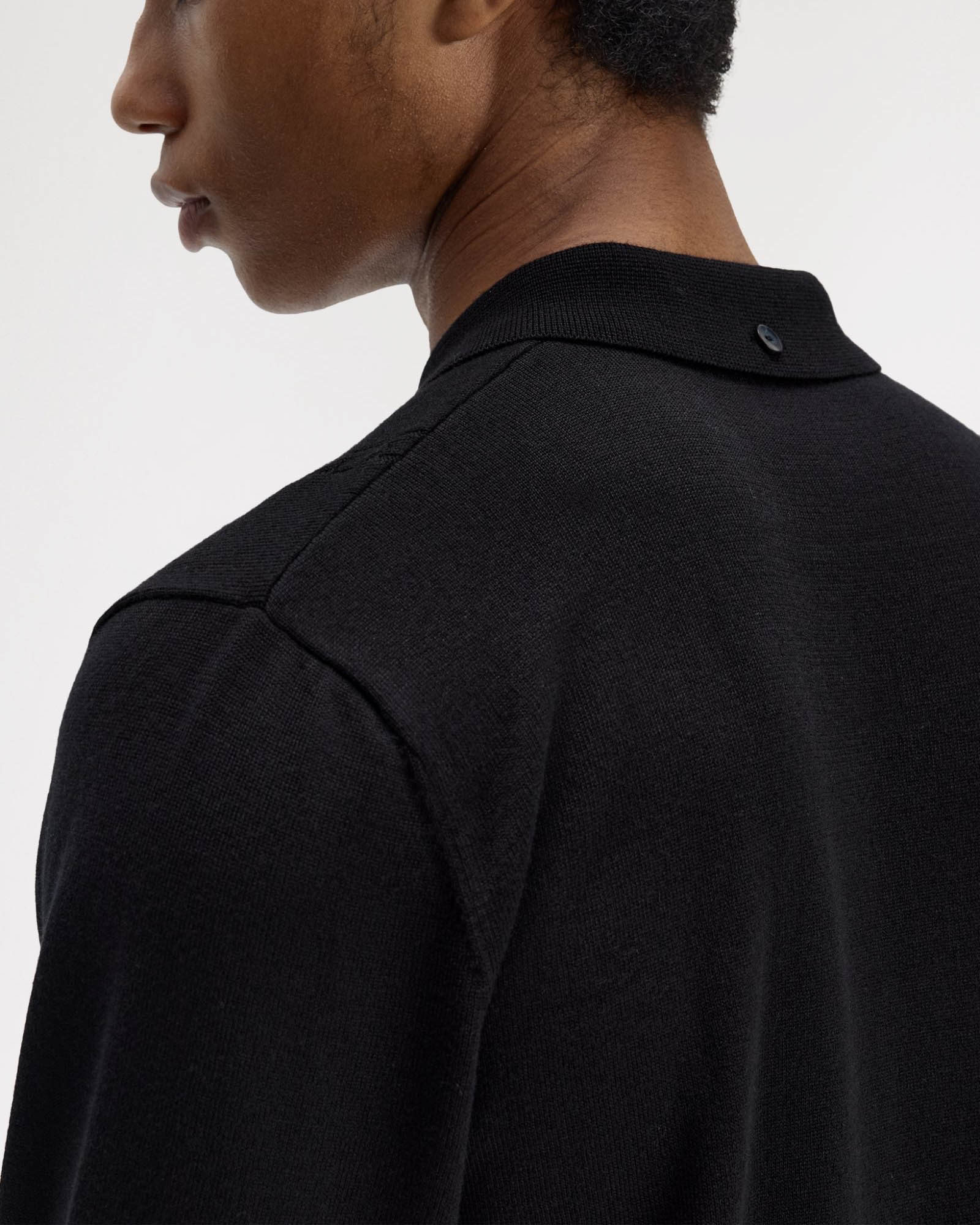 Fred Perry Mens Cable Knitted Long Sleeve Polo Shirt - Black 102 - Image 4