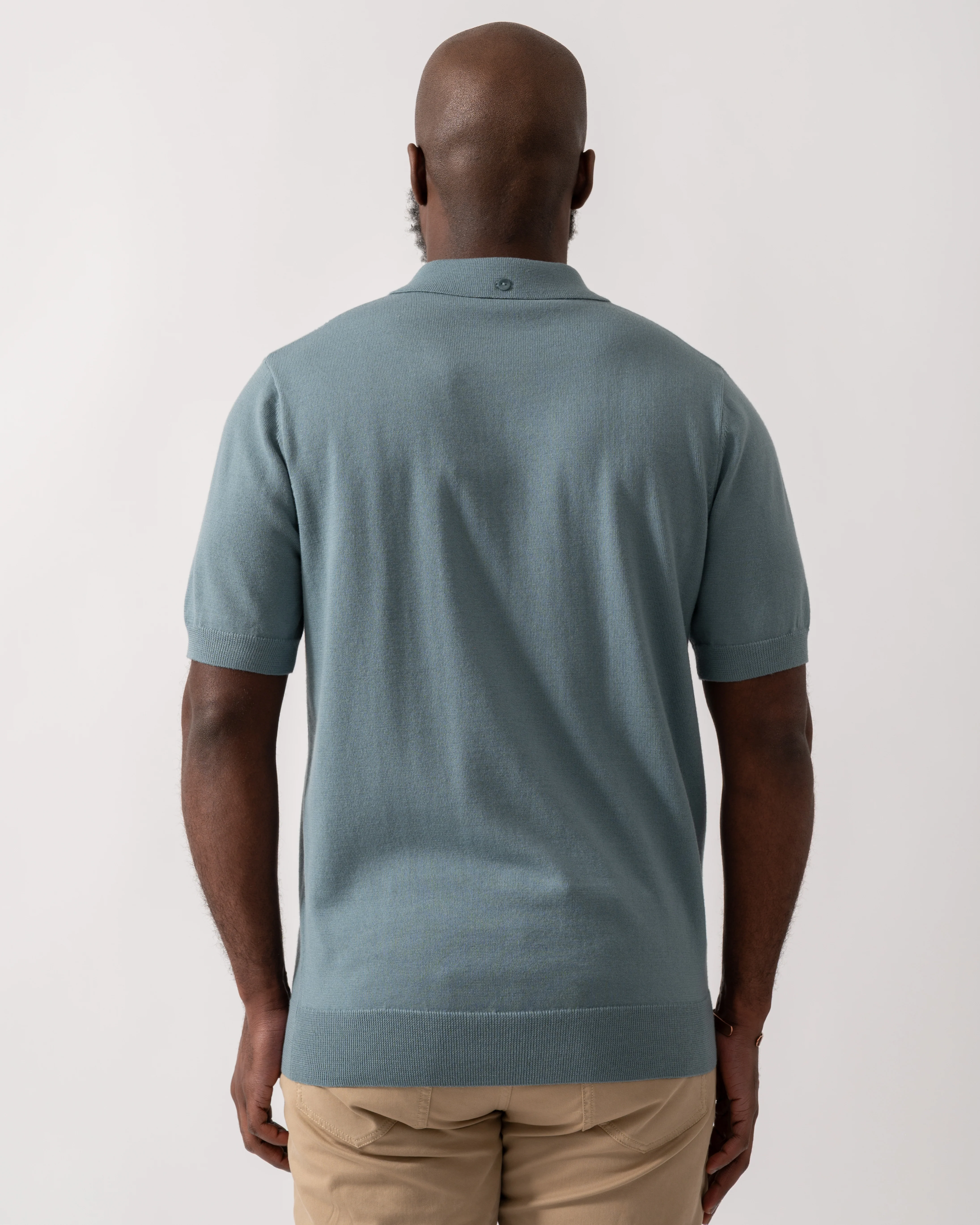 Fred Perry Mens Cable Knitted Polo Shirt - Stockport Blue Z20 - Image 4