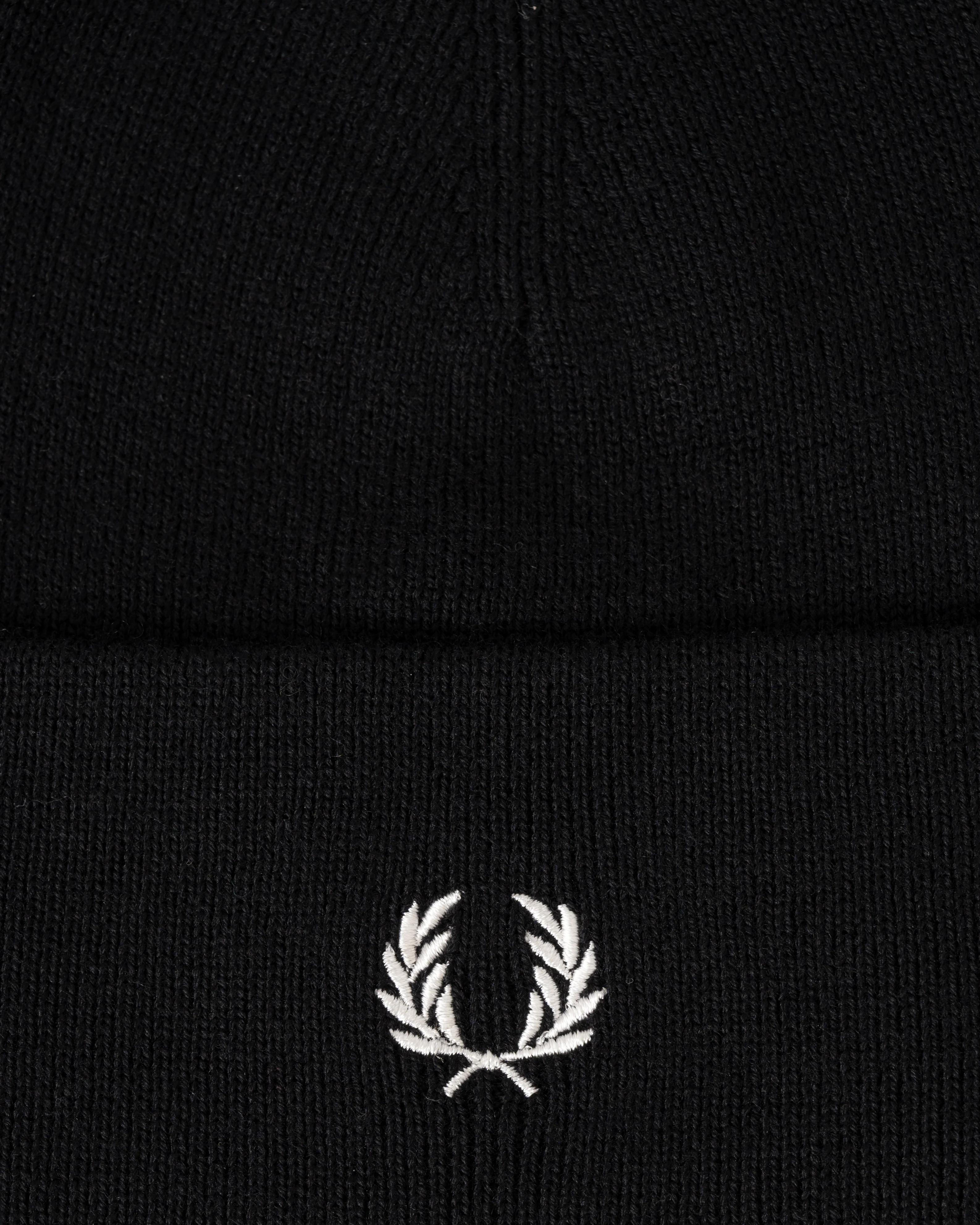 Fred Perry Mens Classic Beanie - Black/Snow White 843 - Image 3