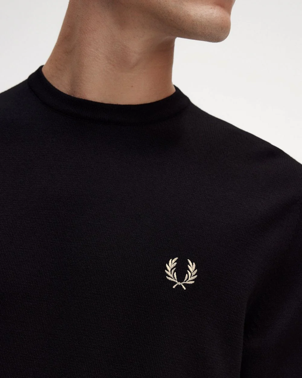 Fred Perry Mens Classic Crewneck Jumper - Black 198 - Image 2