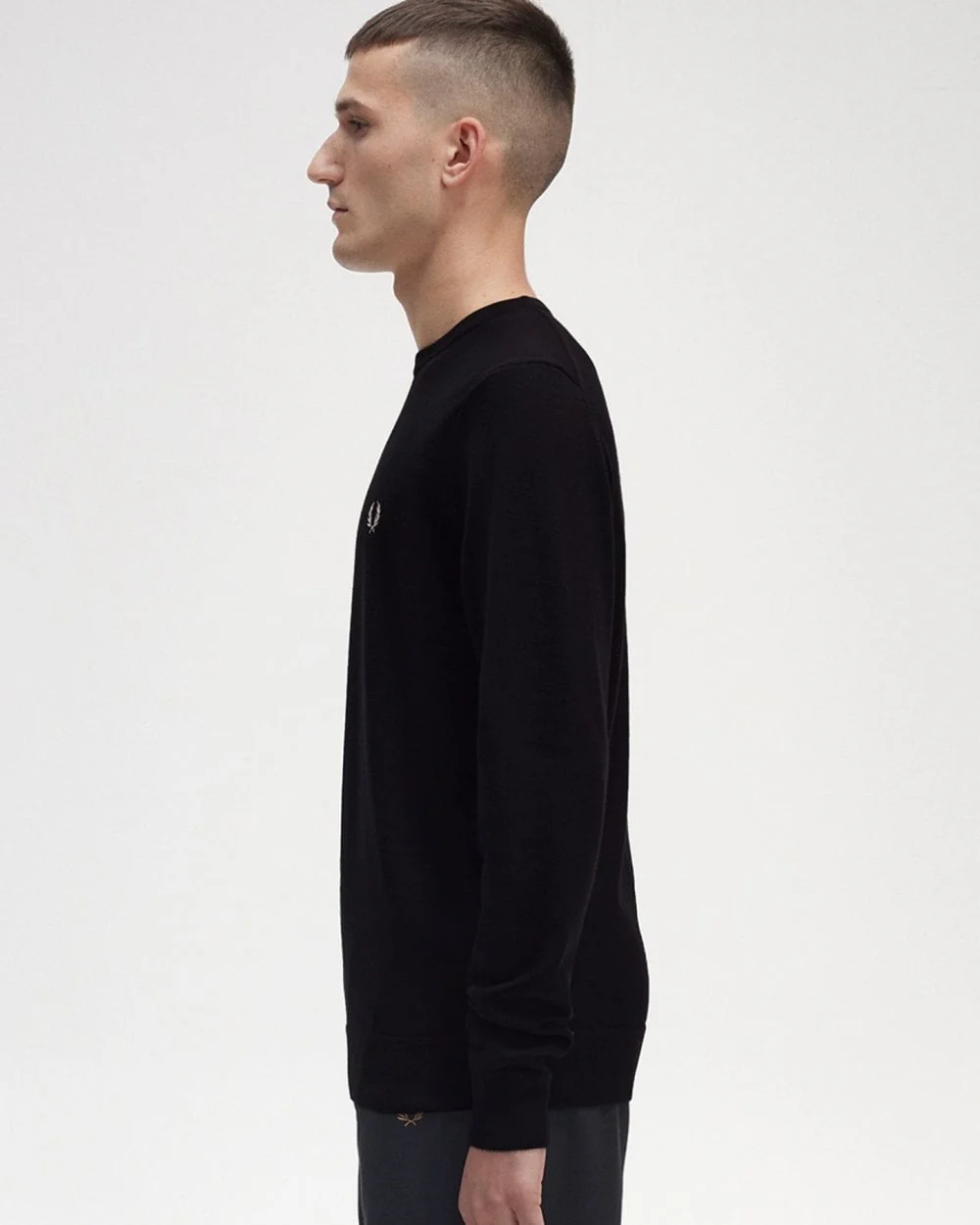 Fred Perry Mens Classic Crewneck Jumper - Black 198 - Image 4