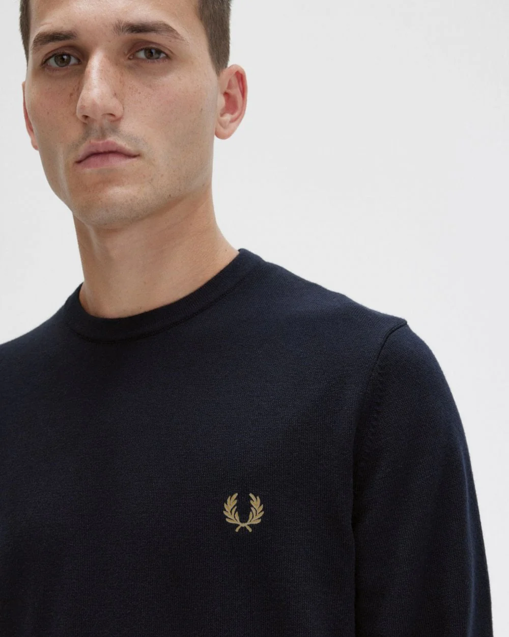 Fred Perry Mens Classic Crewneck Jumper - Navy 795 - Image 3