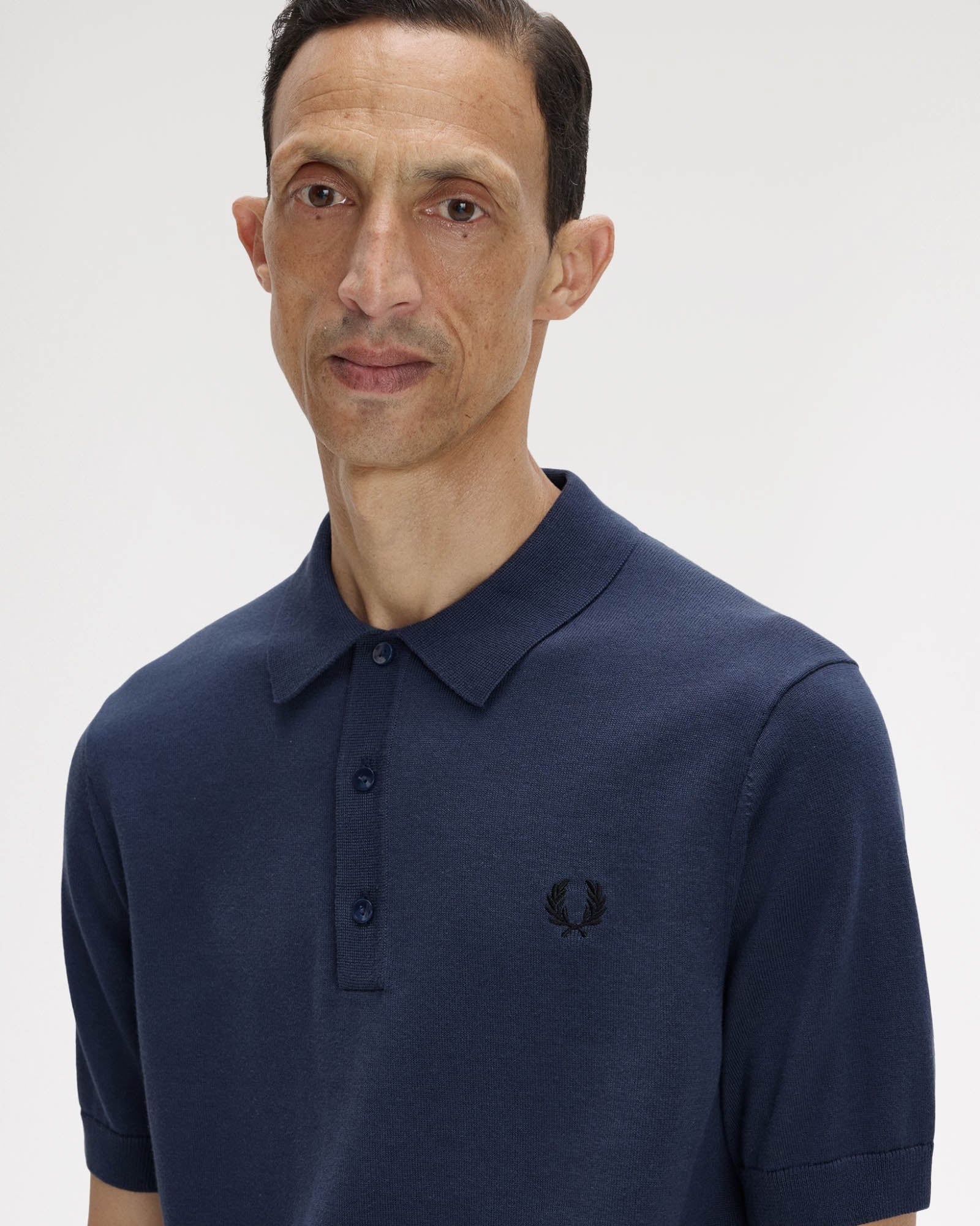 Fred Perry Mens Cotton Knitted Shirt - Dark Airforce 738 - Image 4