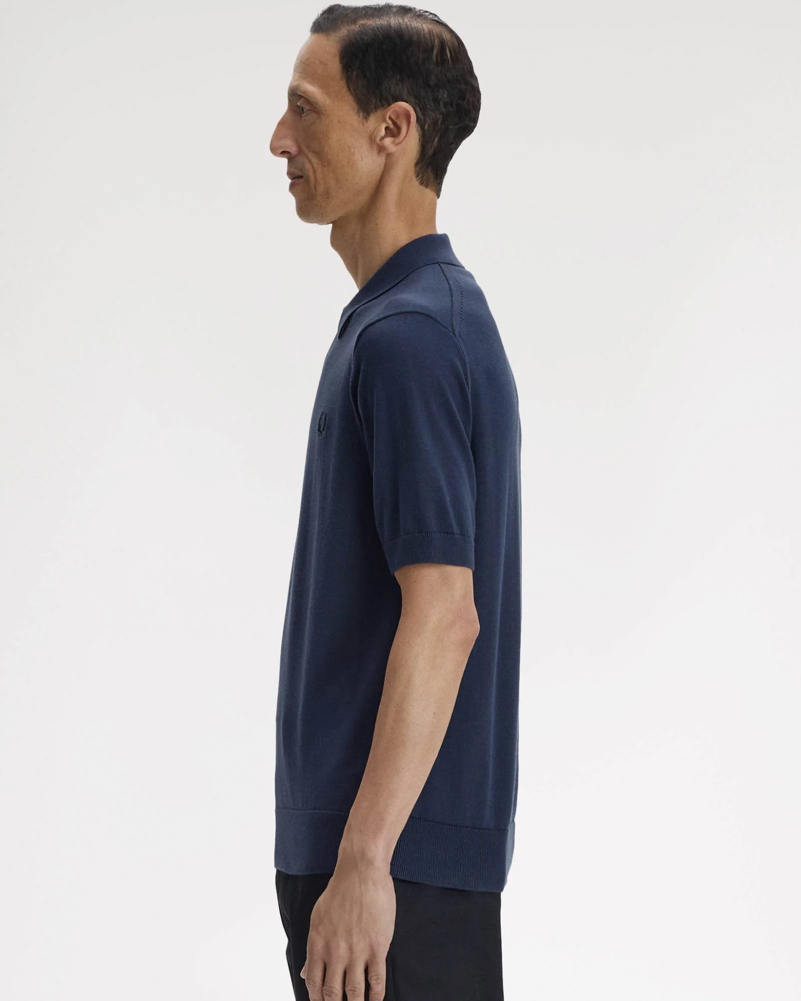 Fred Perry Mens Cotton Knitted Shirt - Dark Airforce 738 - Image 6