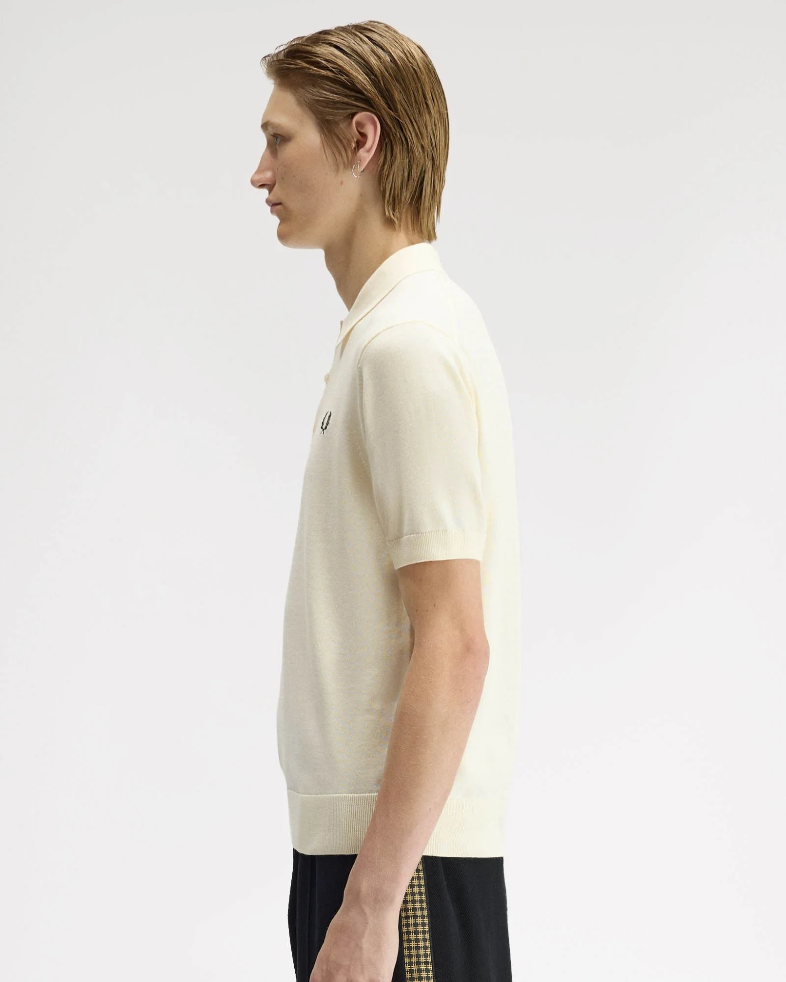 Fred Perry Mens Cotton Knitted Shirt - Ecru 170 - Image 6