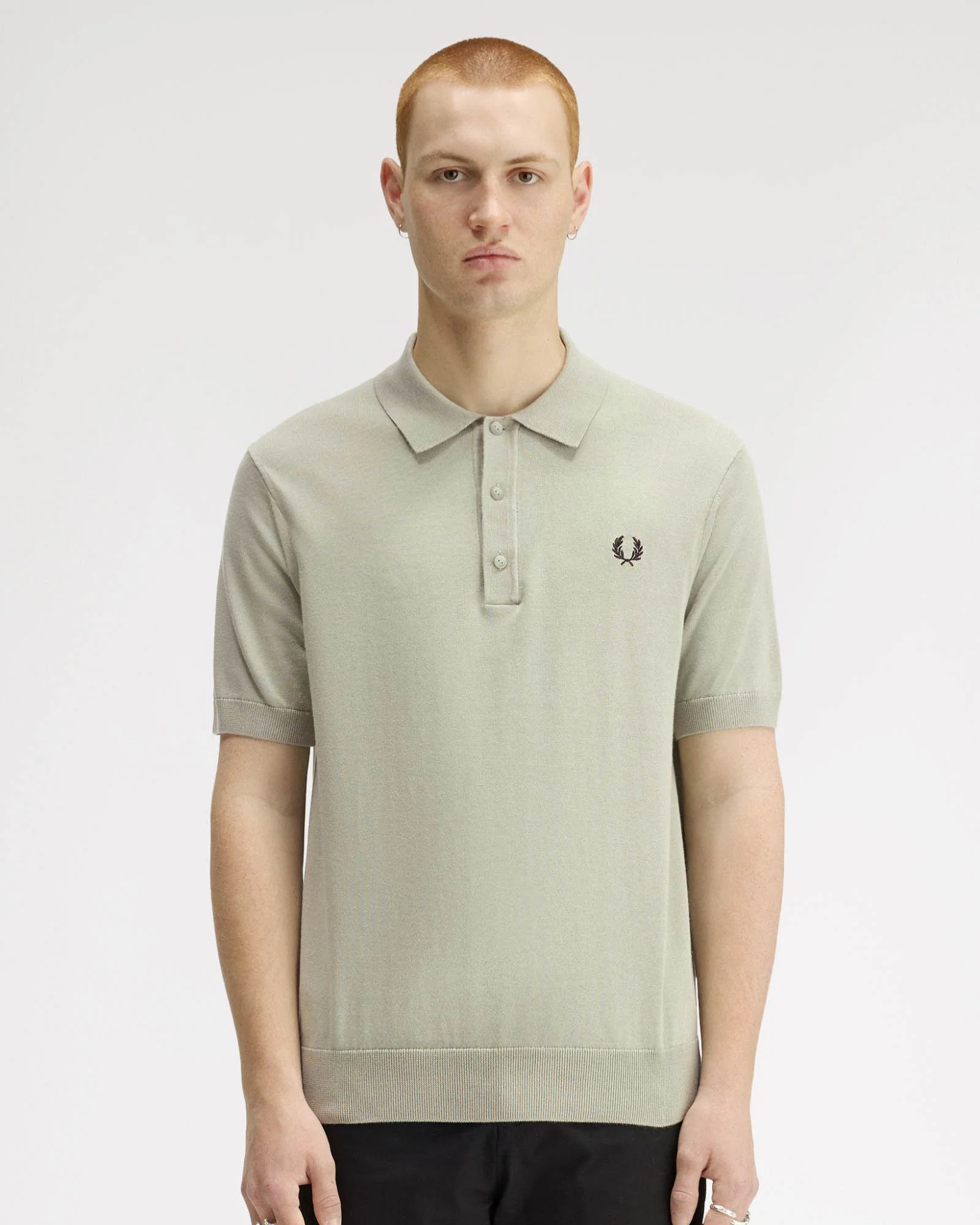 Fred Perry Mens Cotton Knitted Shirt - Seagrass M37