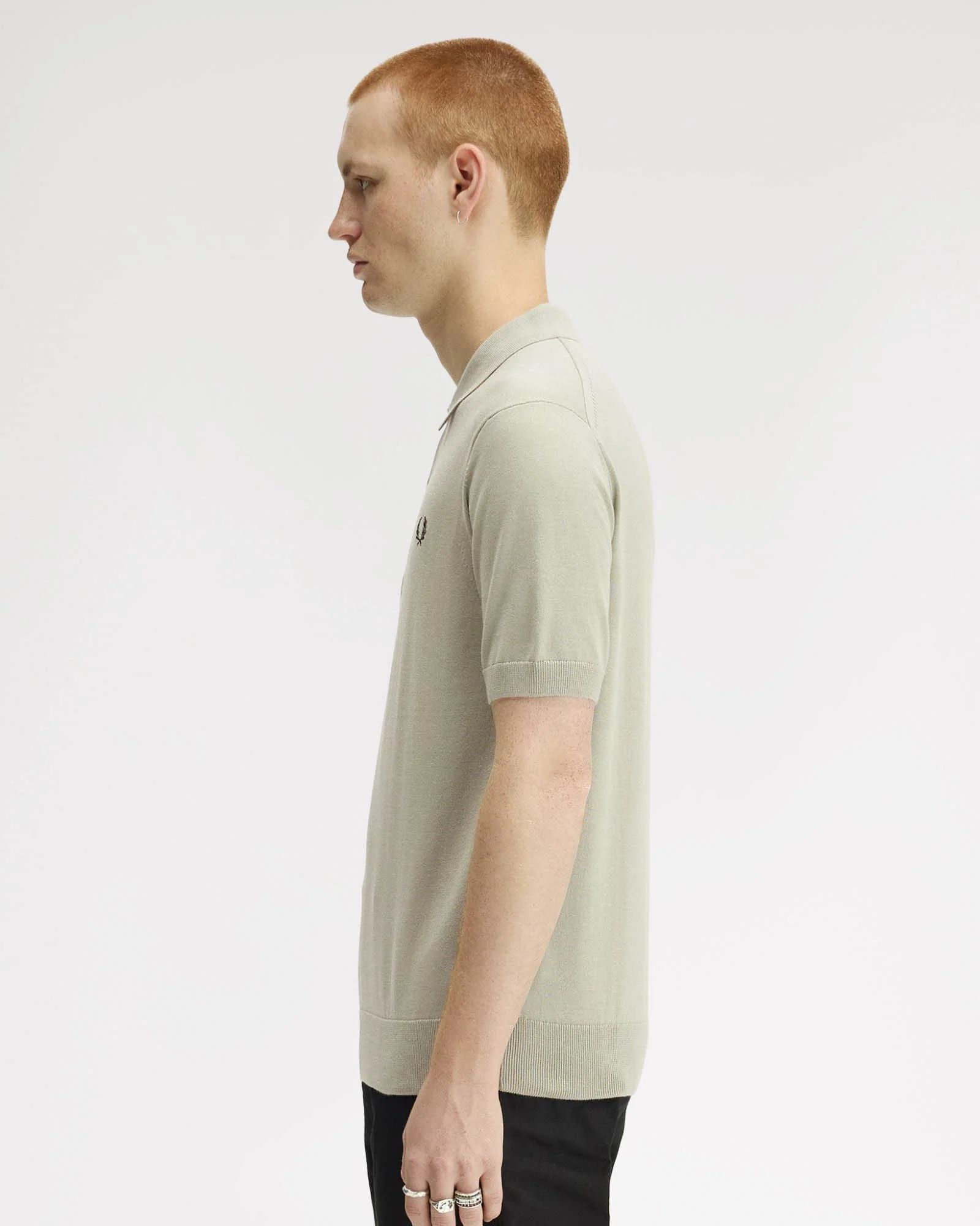 Fred Perry Mens Cotton Knitted Shirt - Seagrass M37 - Image 6