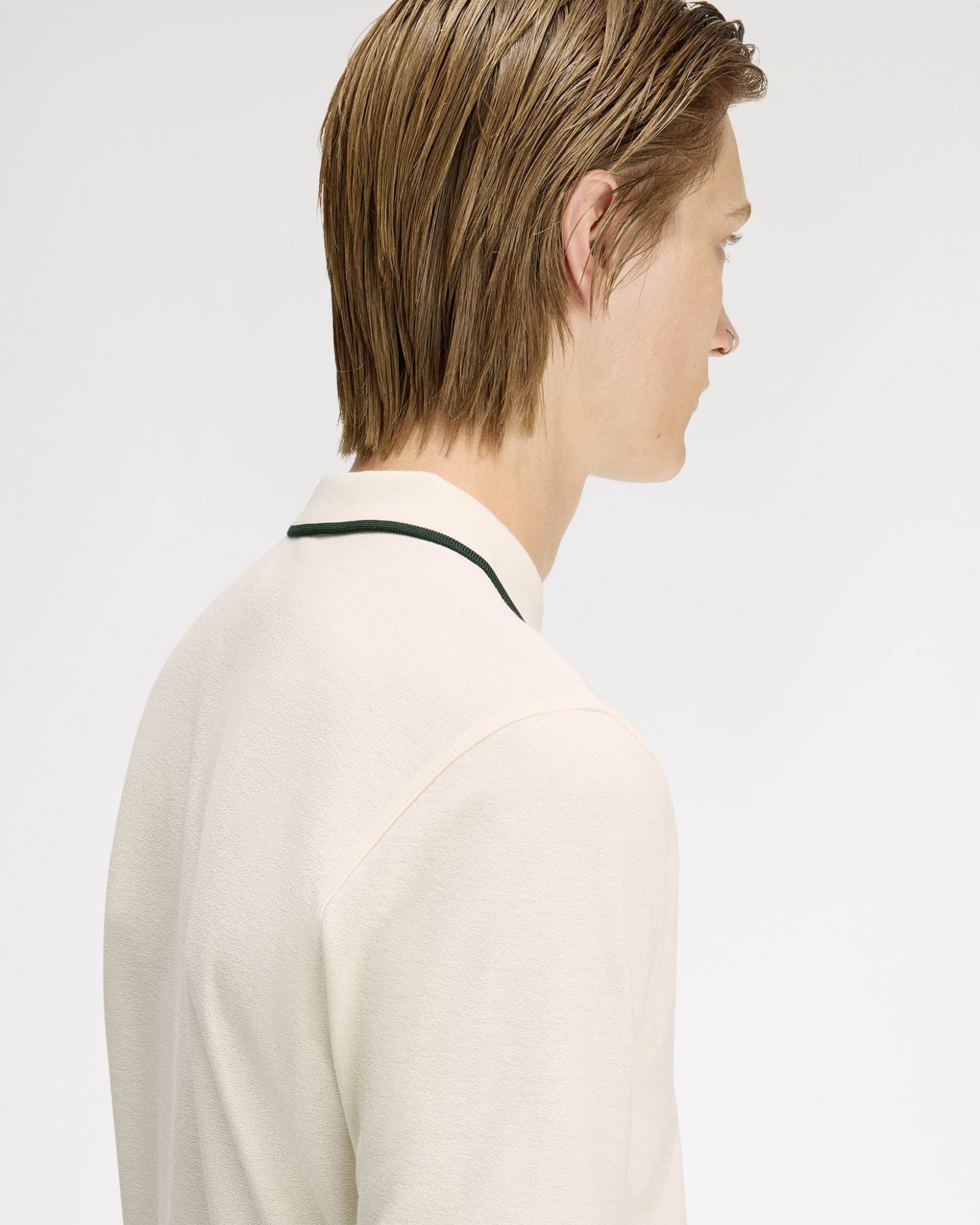 Fred Perry Mens Crepe Pique Polo Shirt - Ecru 560 - Image 7