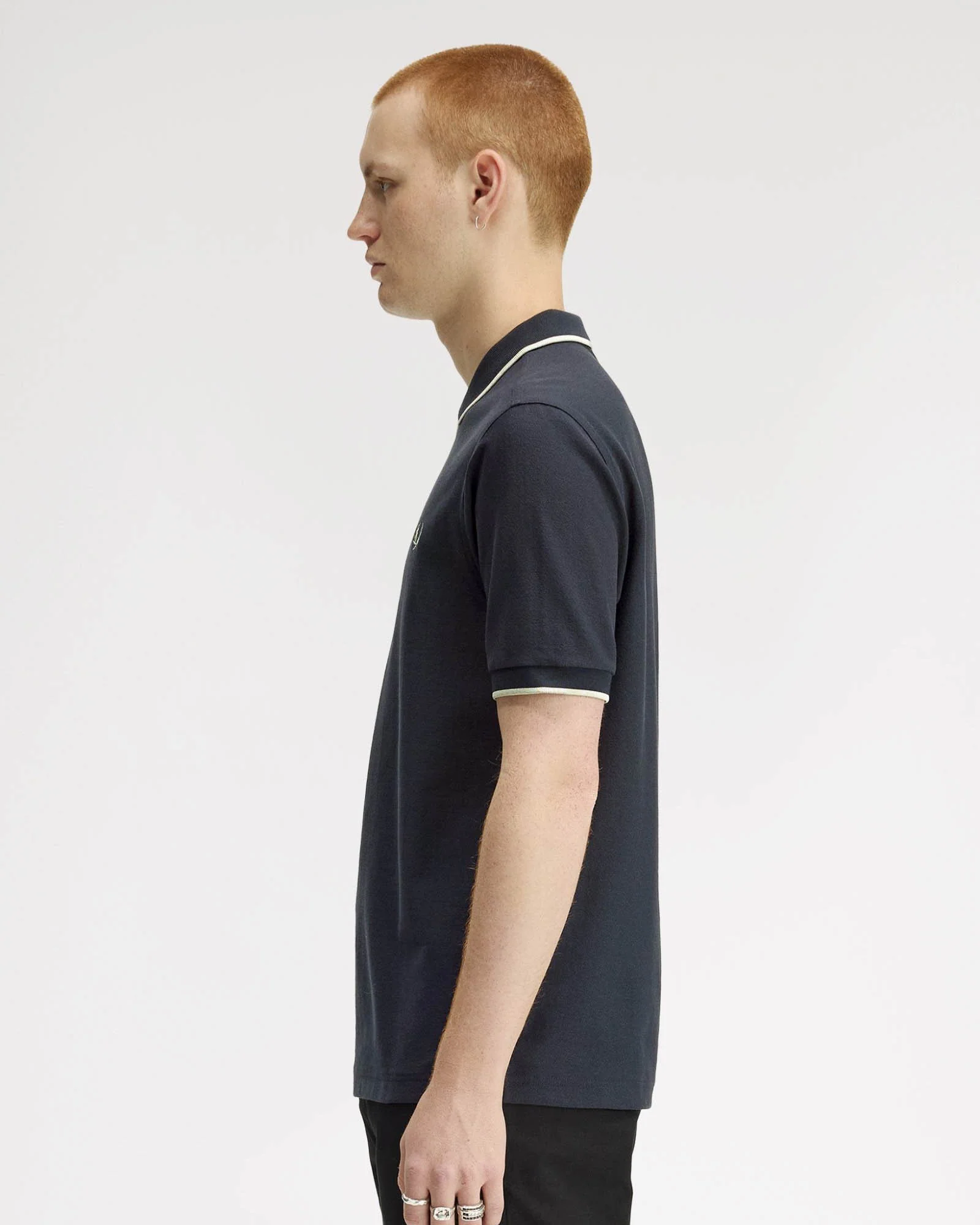 Fred Perry Mens Crepe Pique Polo Shirt - Navy 608 - Image 5