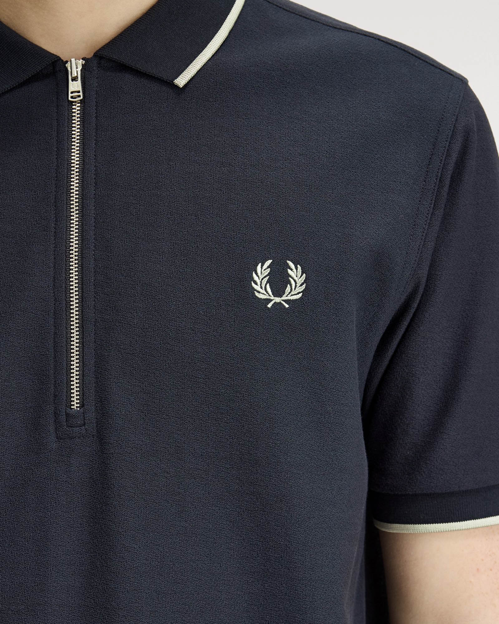Fred Perry Mens Crepe Pique Polo Shirt - Navy 608 - Image 6