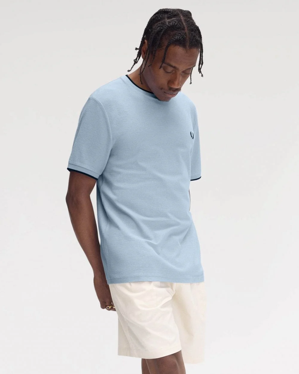 Fred Perry Mens Crepe Pique T-Shirt - Light Smoke 146 - Image 5