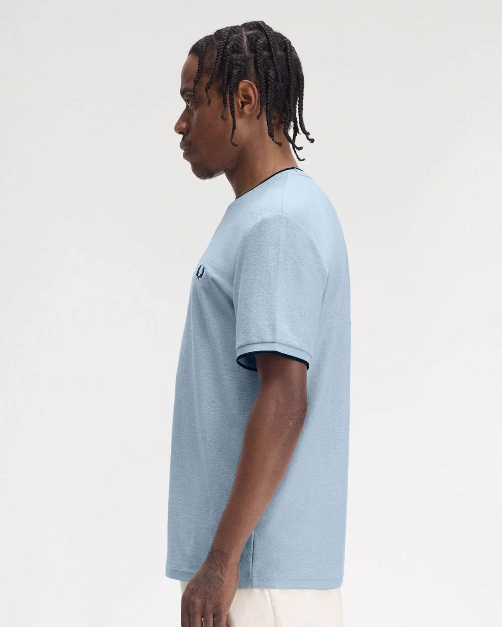 Fred Perry Mens Crepe Pique T-Shirt - Light Smoke 146 - Image 6