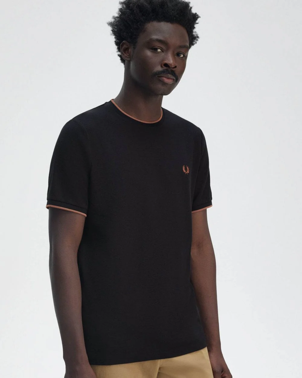 Fred Perry Mens Crepe Pique T-Shirt - Navy 795 - Image 2