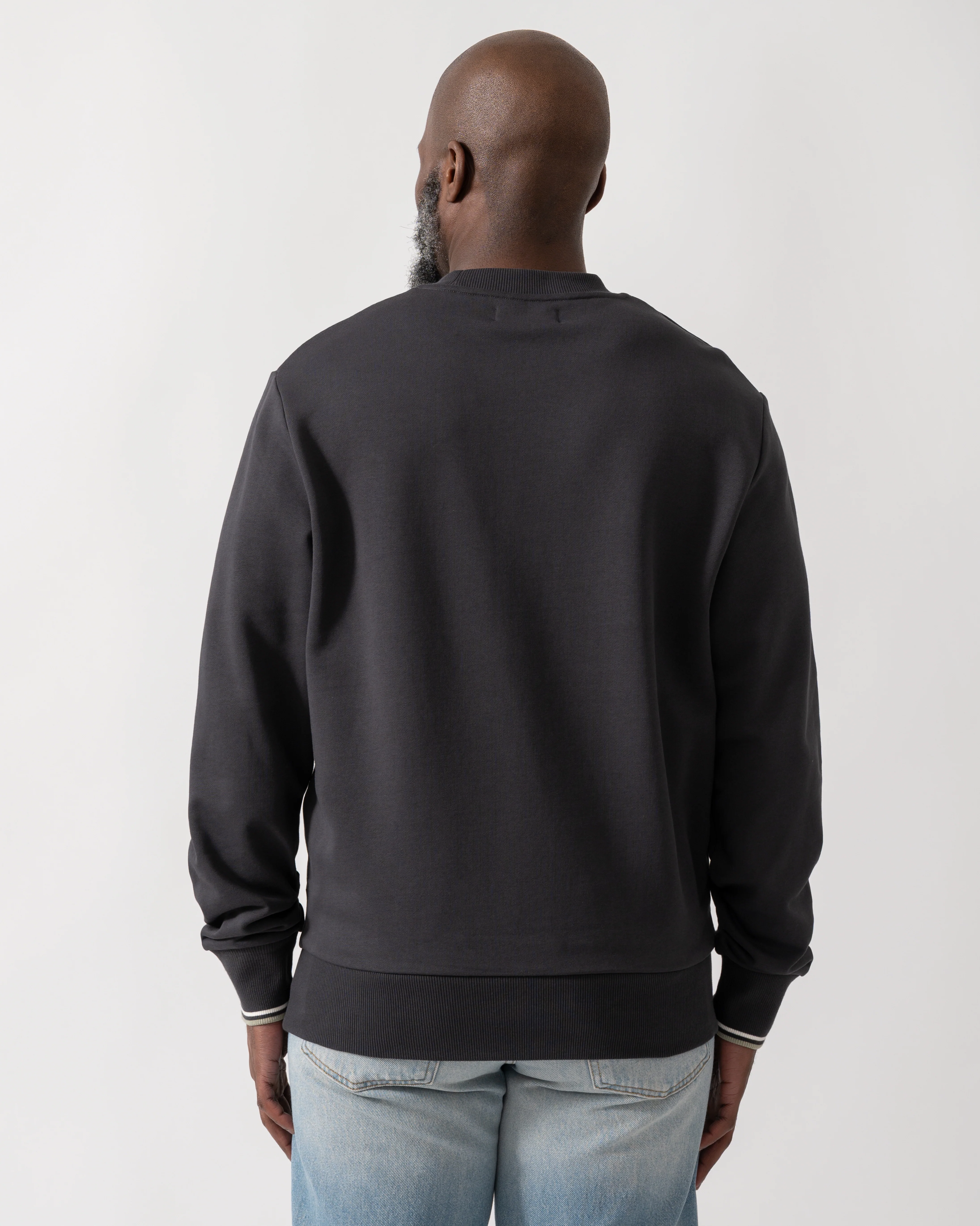 Fred Perry Mens Crew Neck Sweatshirt - Anchor Grey/Ecru/Seagrass 87A - Image 4