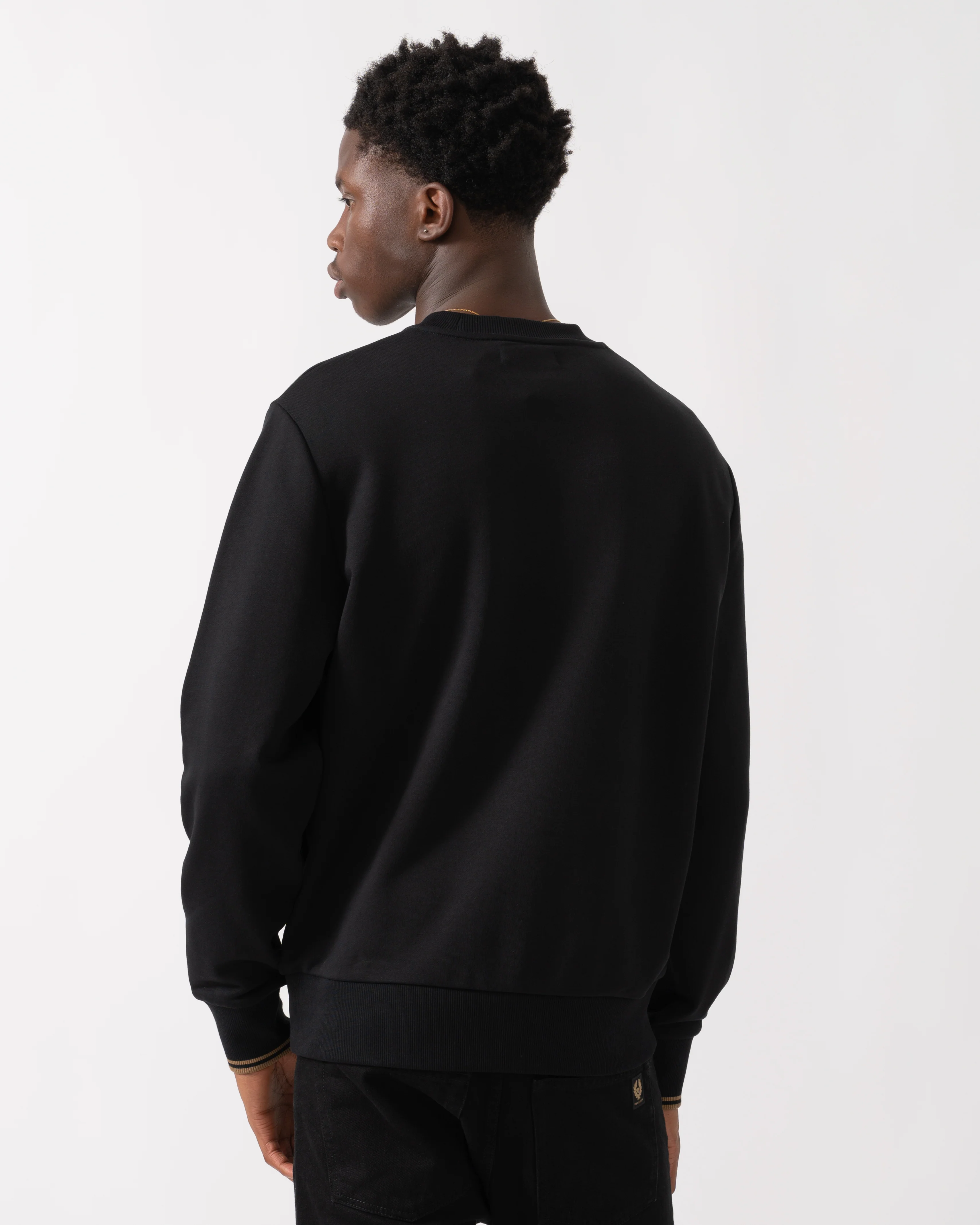 Fred Perry Mens Crew Neck Sweatshirt - Black/Shaded Stone/Shaded Stone S77 - Image 4