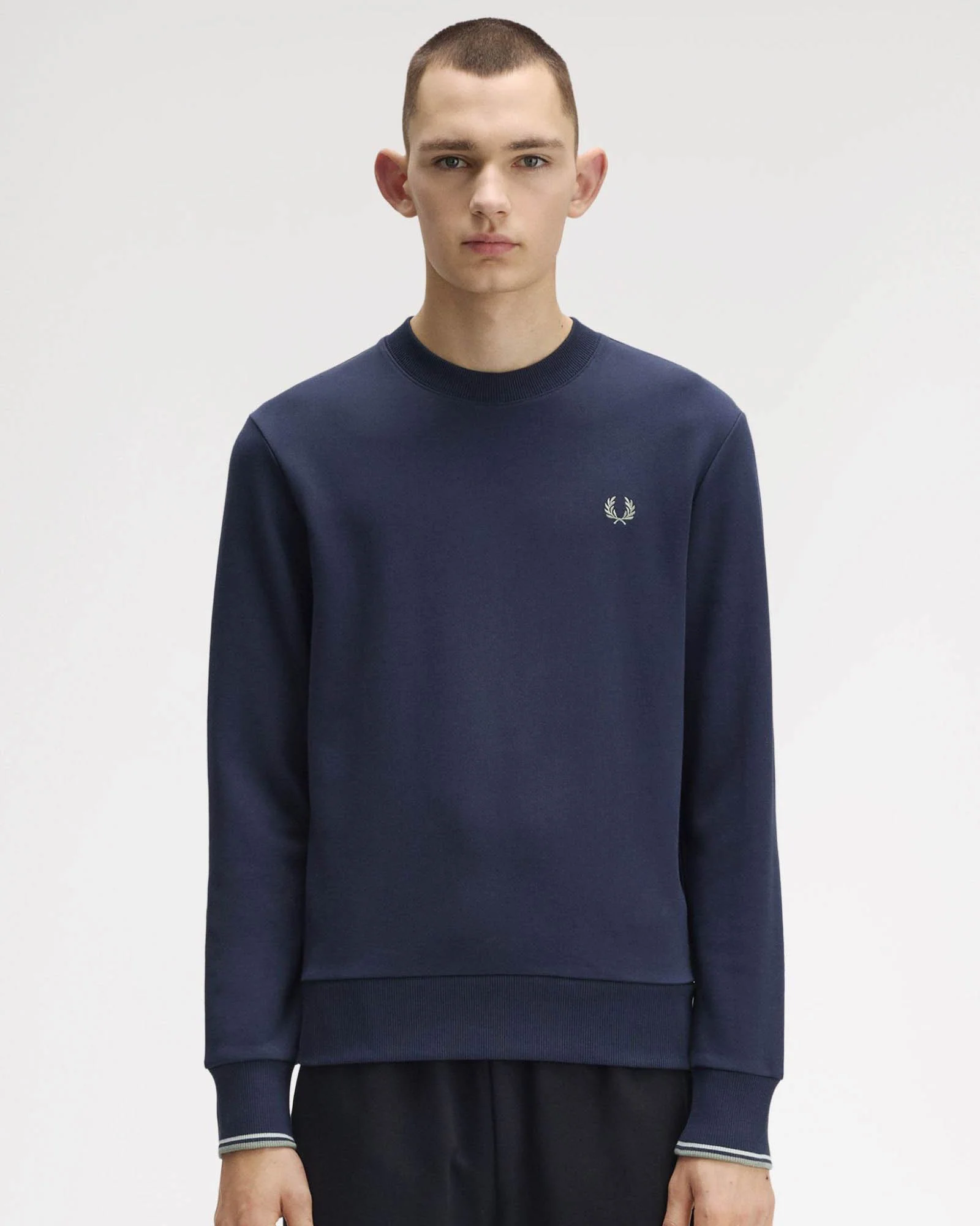 Fred Perry Mens Crew Neck Sweatshirt - Dark Airforce/Light Ice/Bayleaf Z47