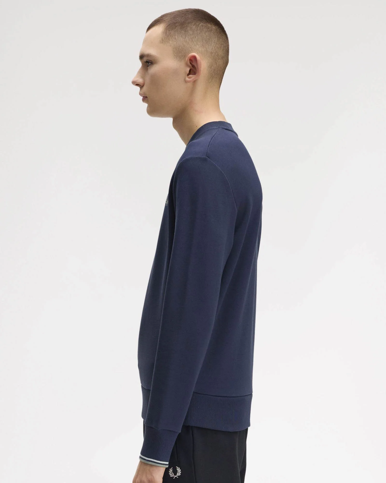 Fred Perry Mens Crew Neck Sweatshirt - Dark Airforce/Light Ice/Bayleaf Z47 - Image 6