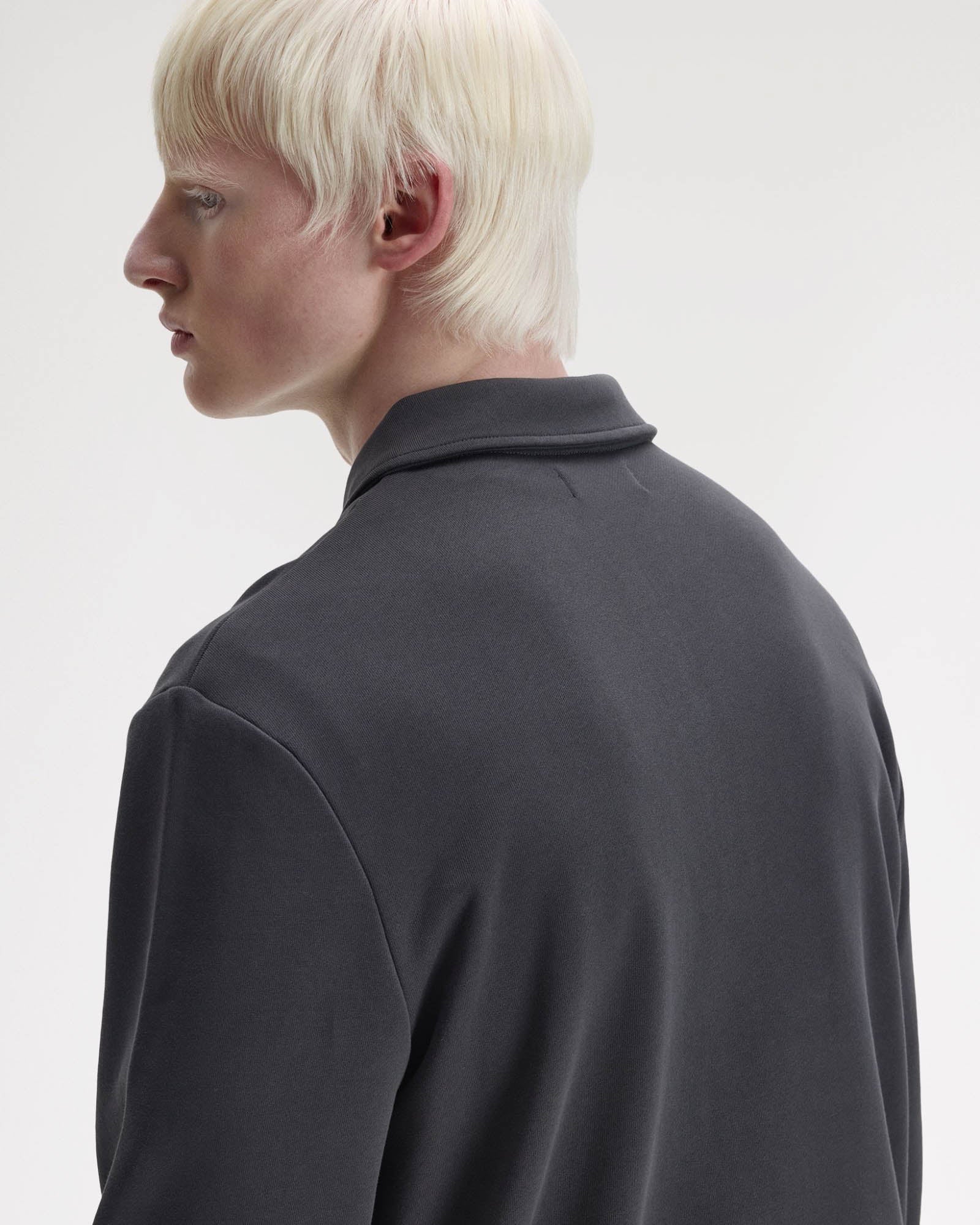 Fred Perry Mens Half Zip Collared Sweatshirt - Anchor Grey 297 - Image 3