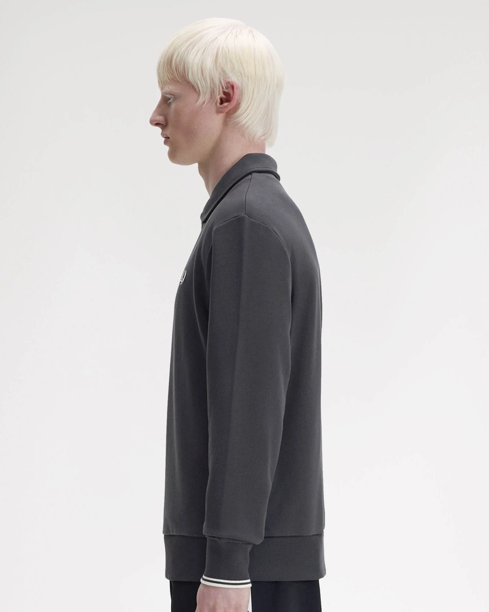 Fred Perry Mens Half Zip Collared Sweatshirt - Anchor Grey 297 - Image 5