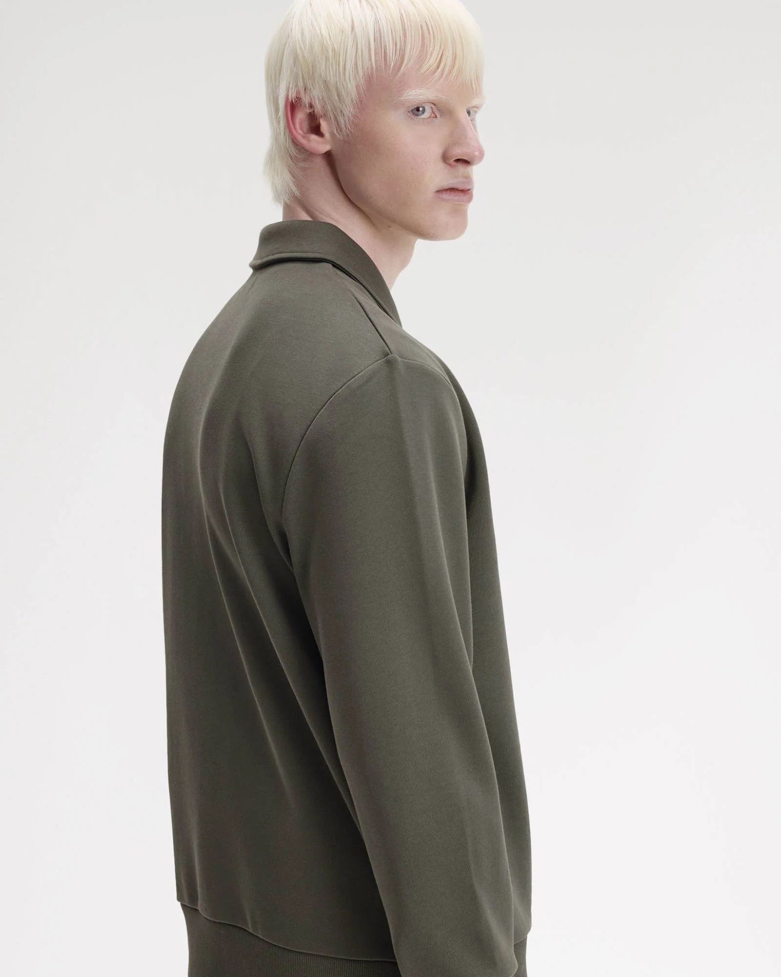 Fred Perry Mens Half Zip Collared Sweatshirt - Field Green 148 - Image 3