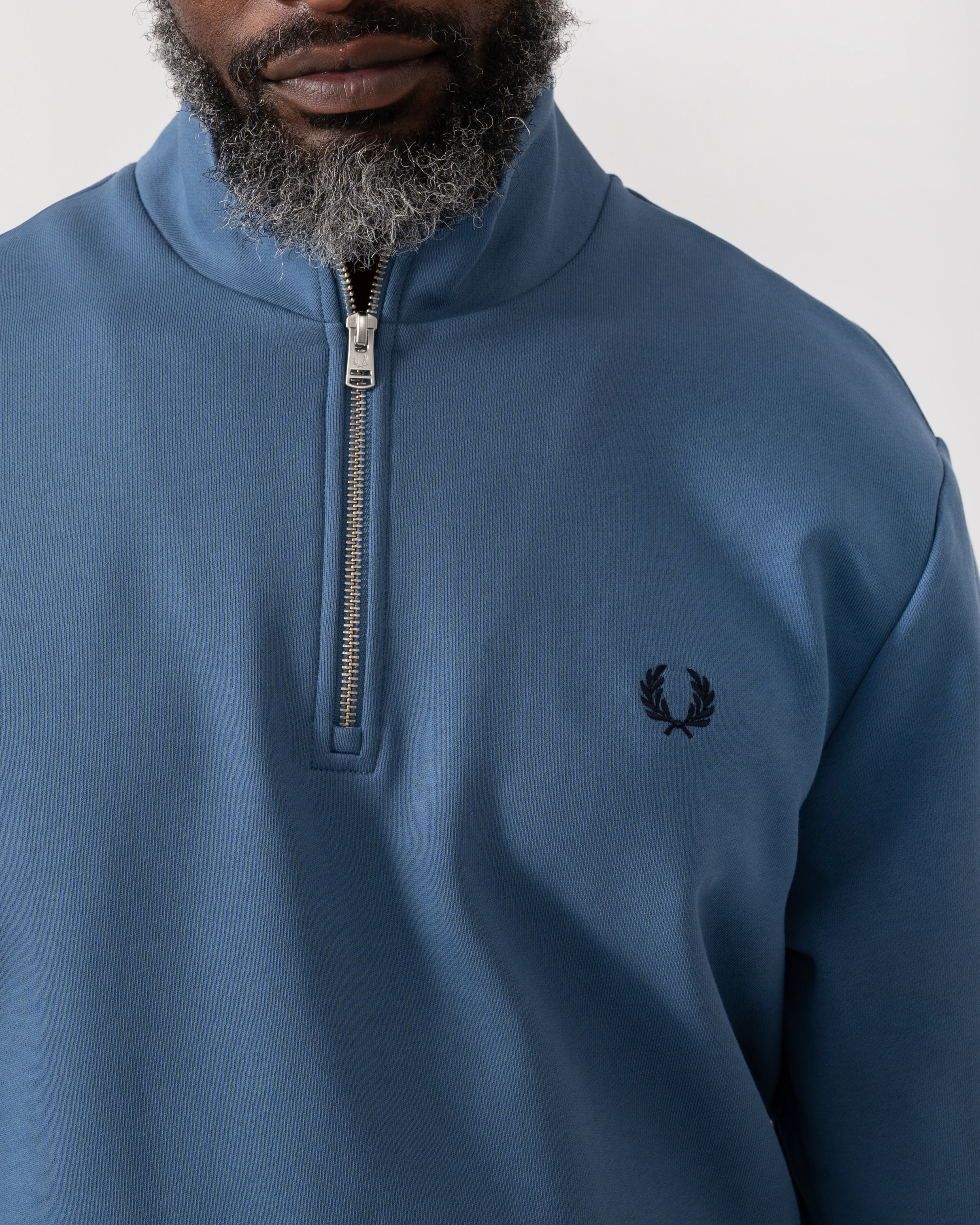 Fred Perry Mens Half Zip Sweatshirt - Ace Blue/Snow White/Tennis Blue 89A - Image 3
