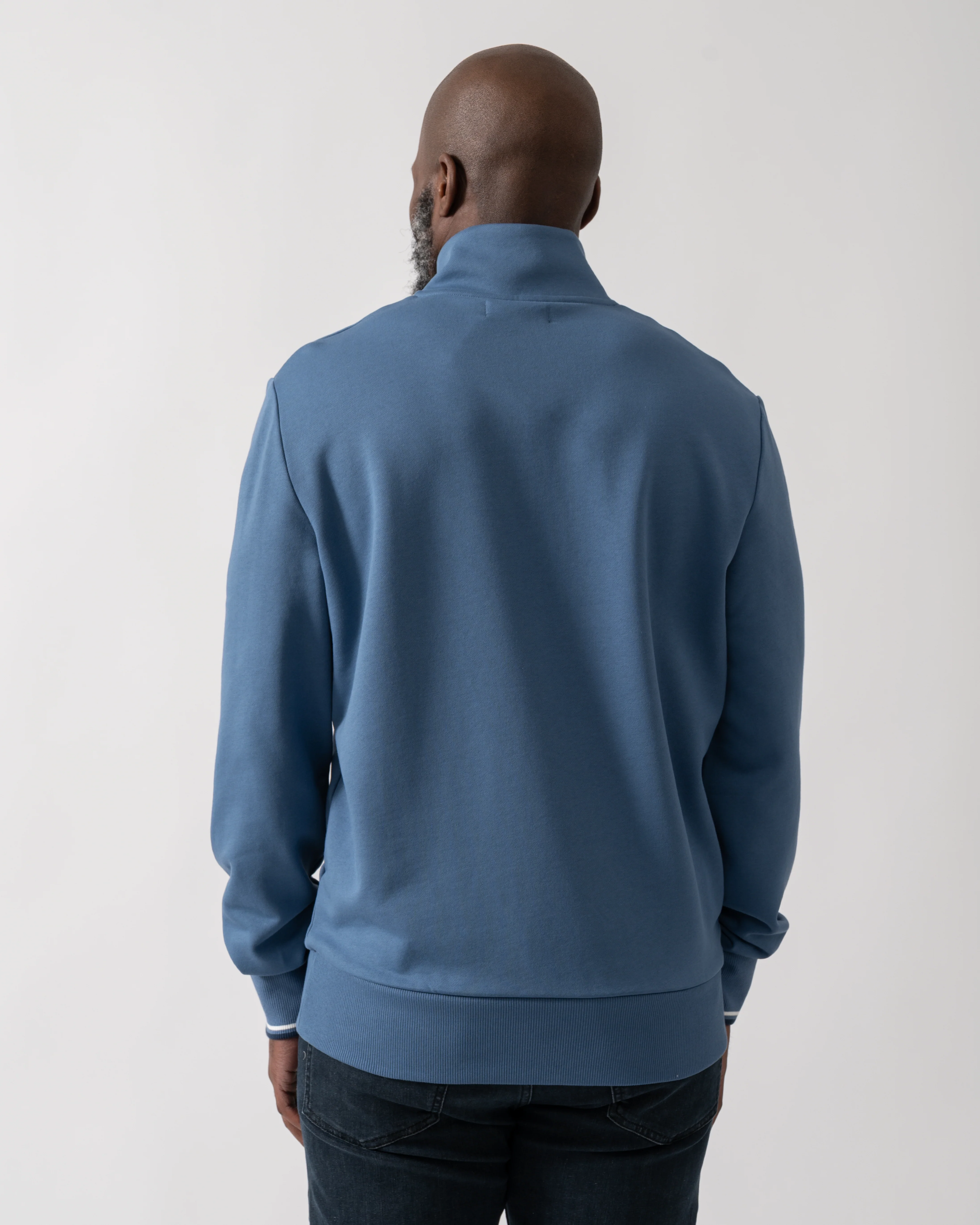 Fred Perry Mens Half Zip Sweatshirt - Ace Blue/Snow White/Tennis Blue 89A - Image 4