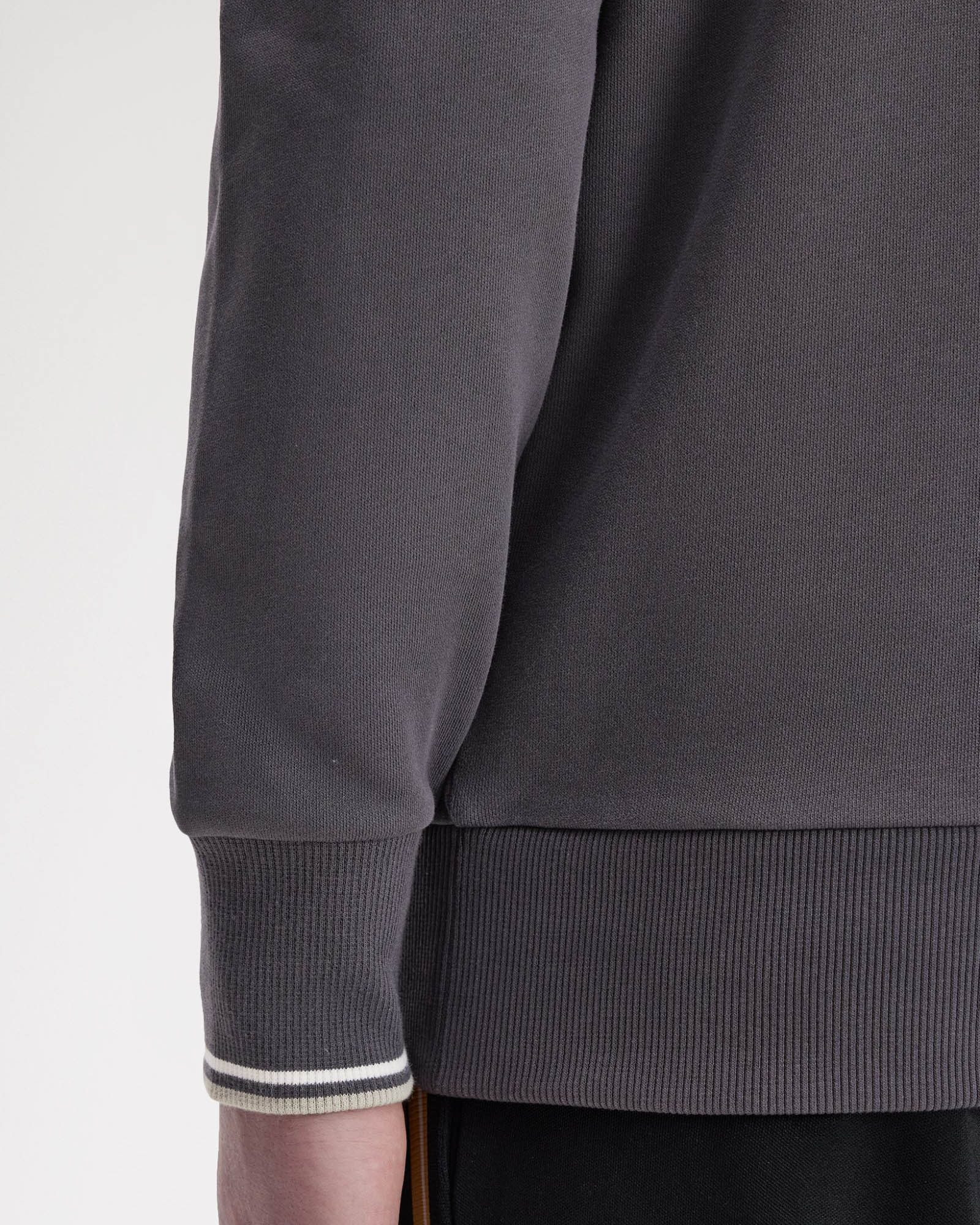 Fred Perry Mens Half Zip Sweatshirt - Anchor Grey/Ecru/Seagrass 87A - Image 3