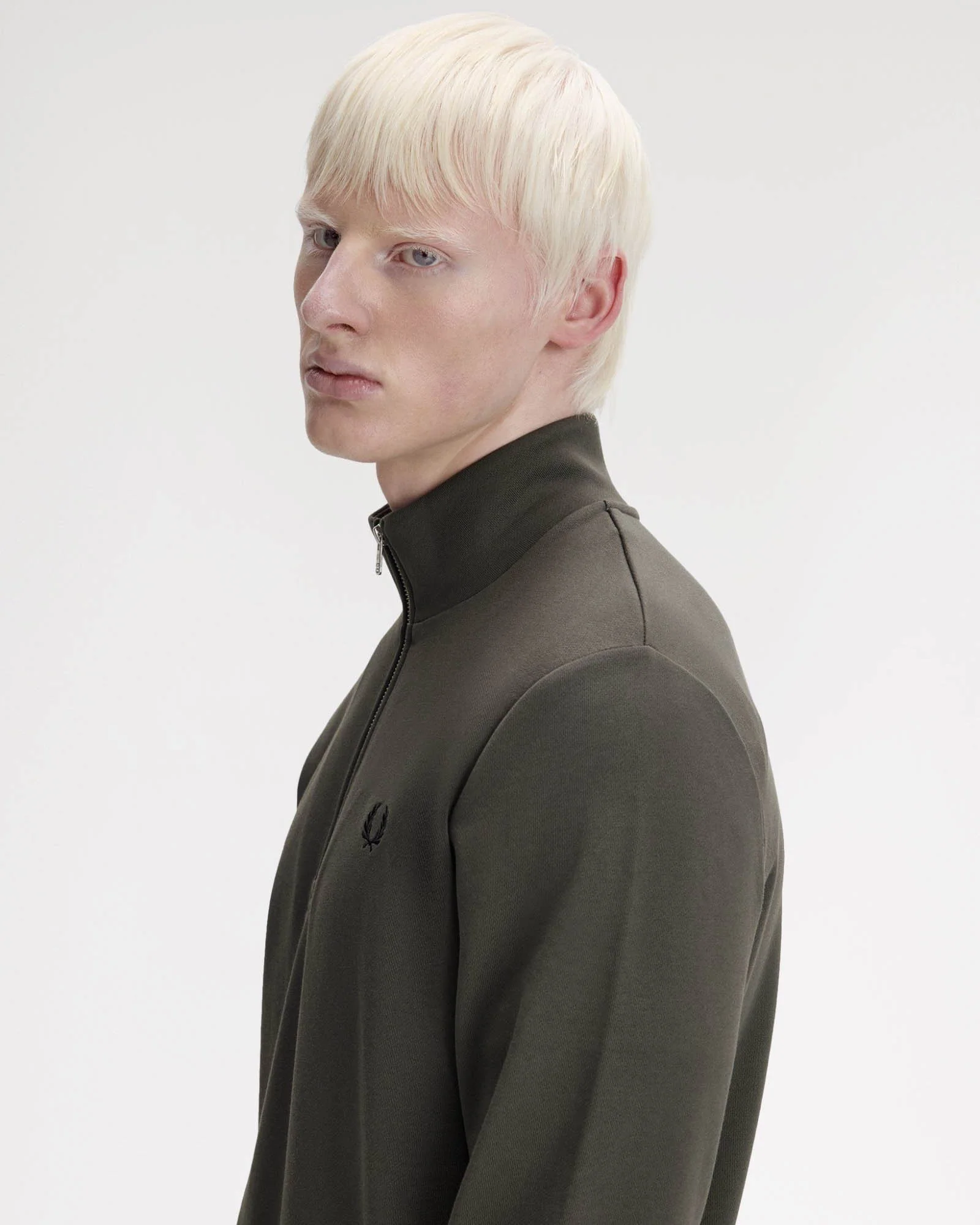Fred Perry Mens Half Zip Sweatshirt - Field Green/Black U70 - Image 3