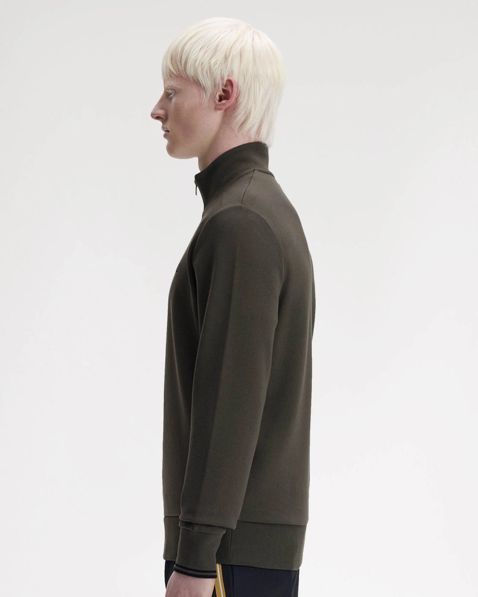 Fred Perry Mens Half Zip Sweatshirt - Field Green/Black U70 - Image 5