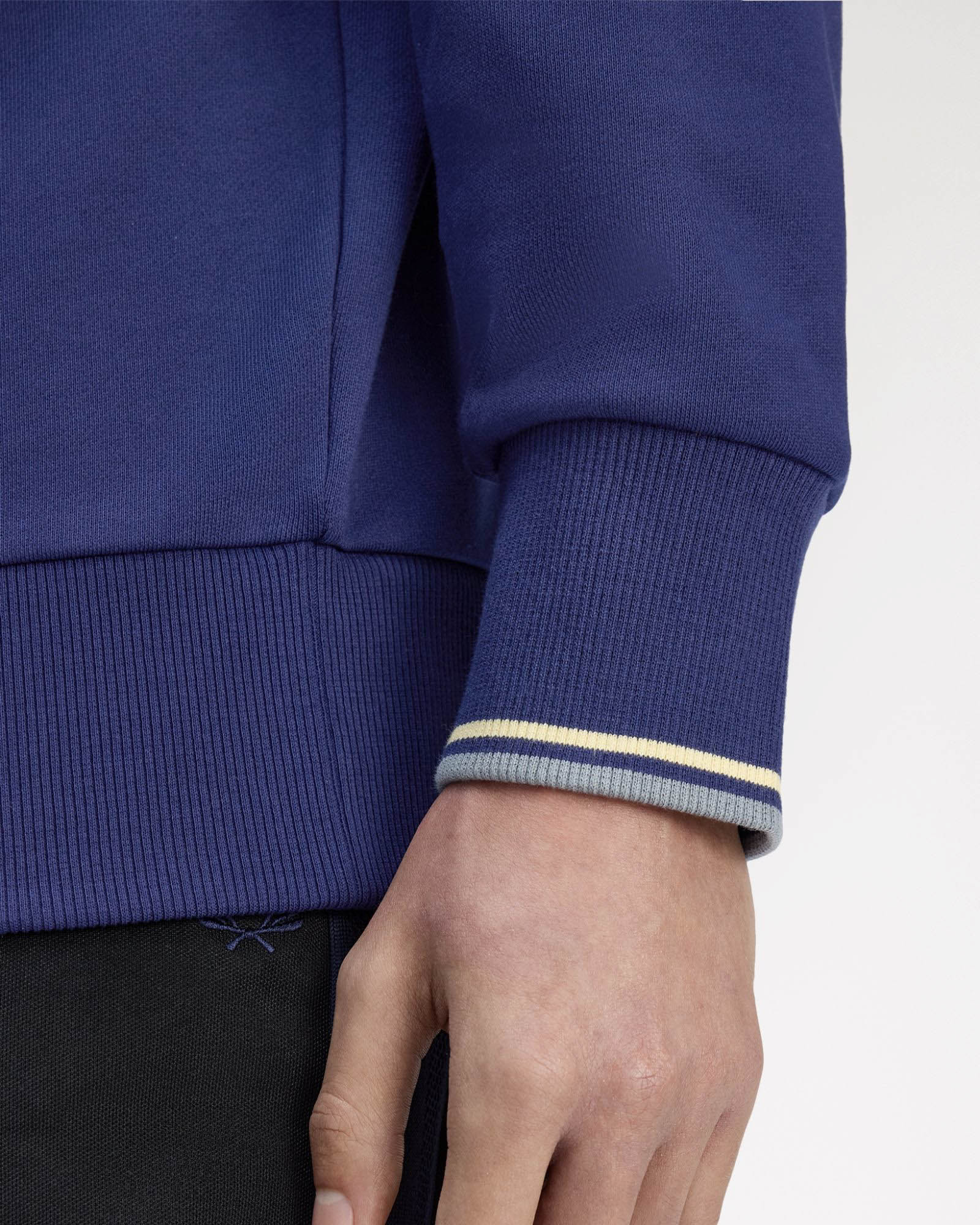 Fred Perry Mens Half Zip Sweatshirt - French Navy/Champion's Gold/Stockport Blue 48A - Image 2