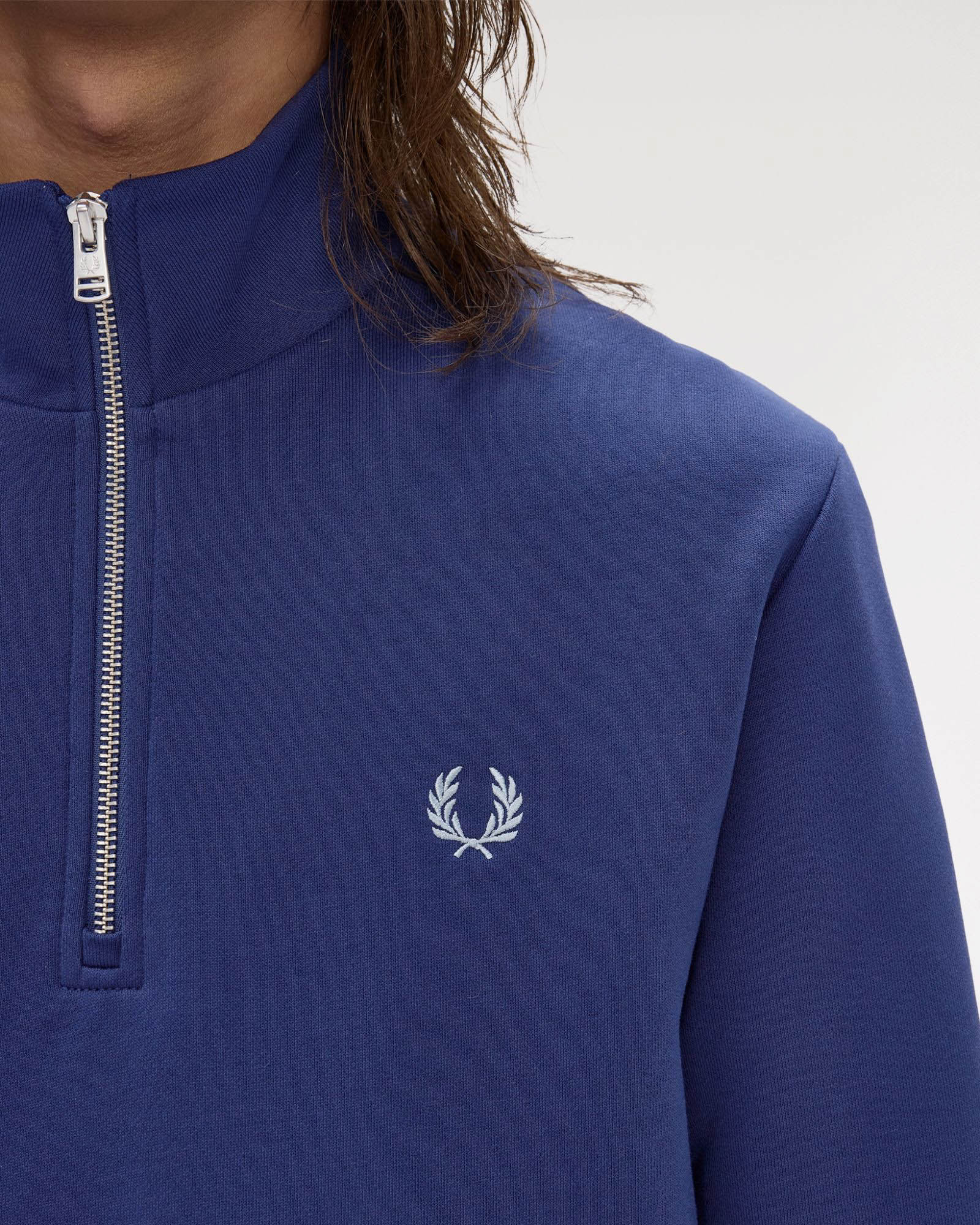 Fred Perry Mens Half Zip Sweatshirt - French Navy/Champion's Gold/Stockport Blue 48A - Image 3
