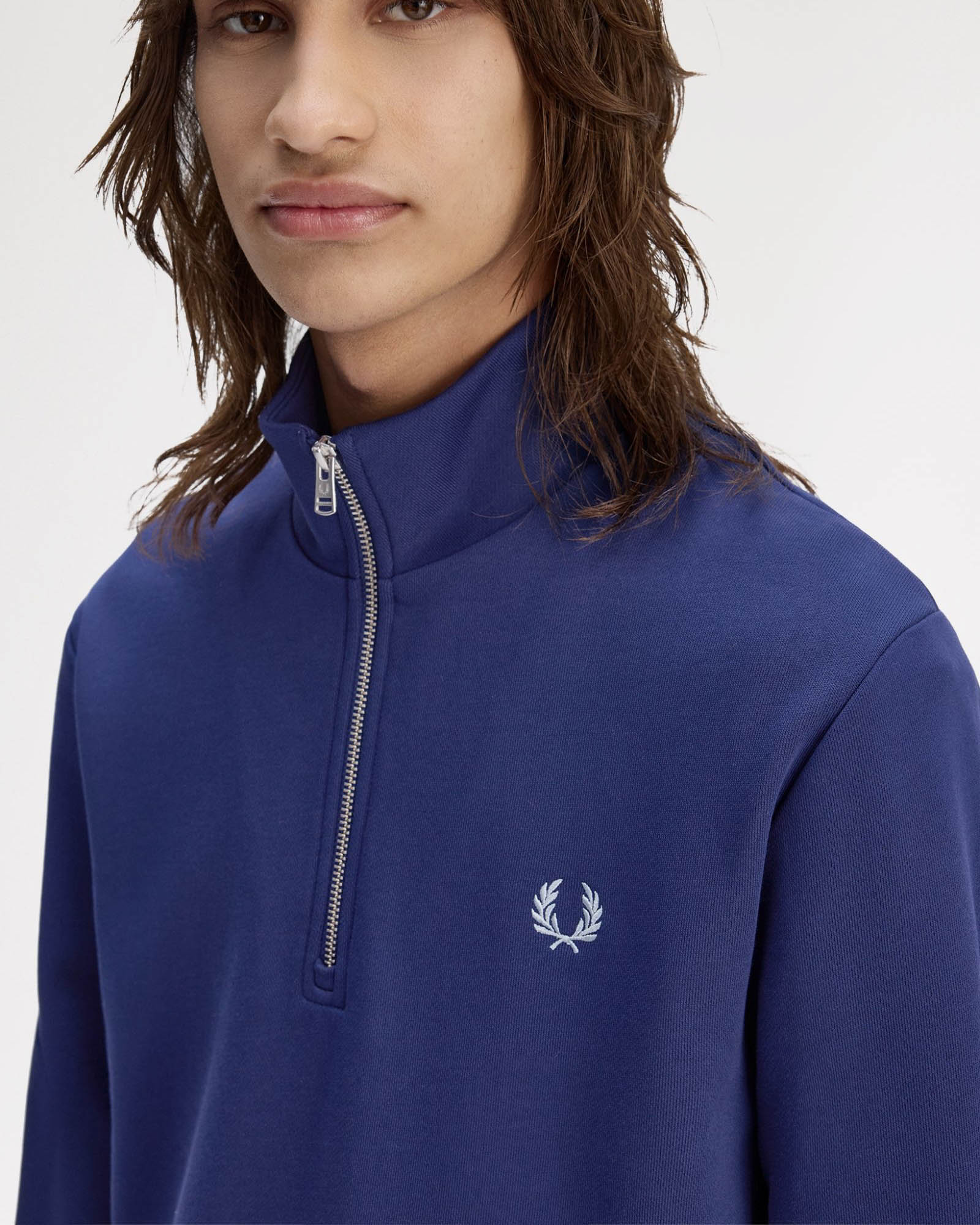 Fred Perry Mens Half Zip Sweatshirt - French Navy/Champion's Gold/Stockport Blue 48A - Image 4